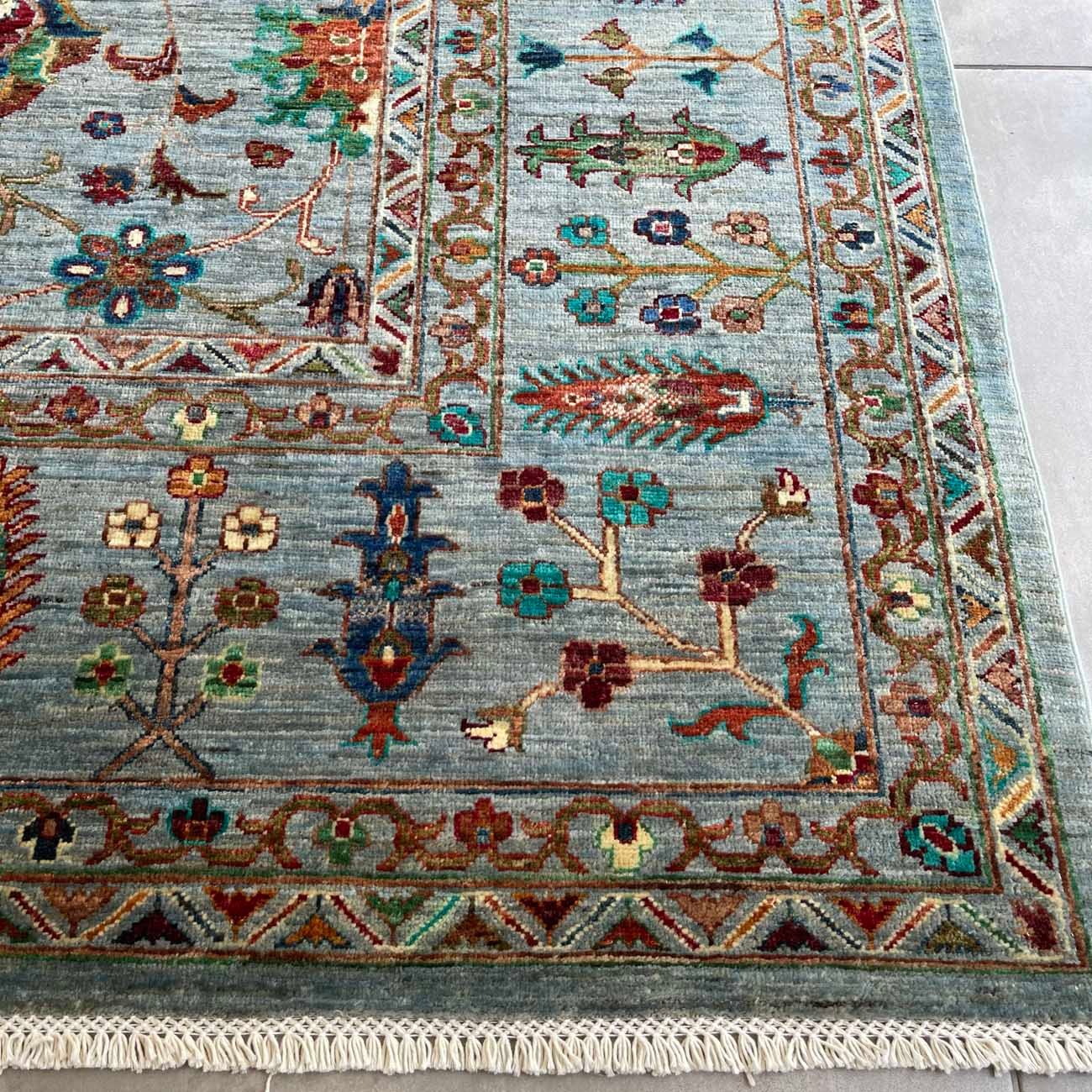 El Dokuma Açık Mavi Sultani Yün Halı (240x295 cm) - Görsel 11