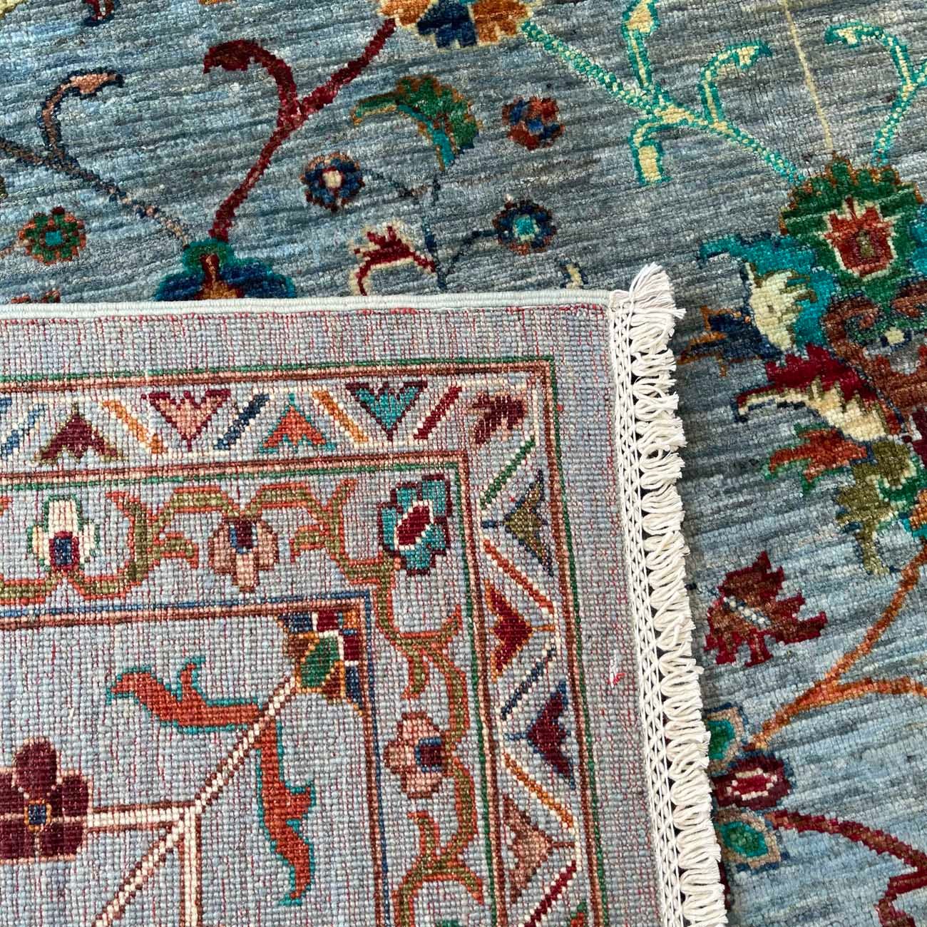 El Dokuma Açık Mavi Sultani Yün Halı (240x295 cm) - Görsel 6