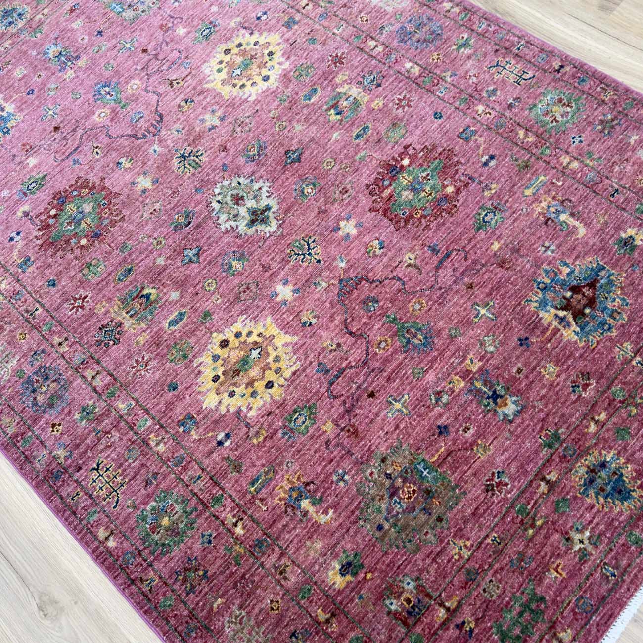 El Dokuma Pembe Sultani Yün Halı (125x185 cm) - Görsel 7