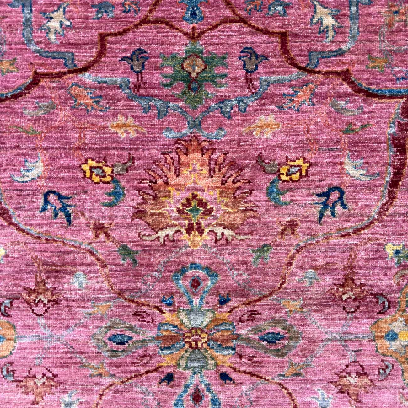 El Dokuma Pembe Bijar İran Tasarım Yün Halı (205x245 cm) - Görsel 9