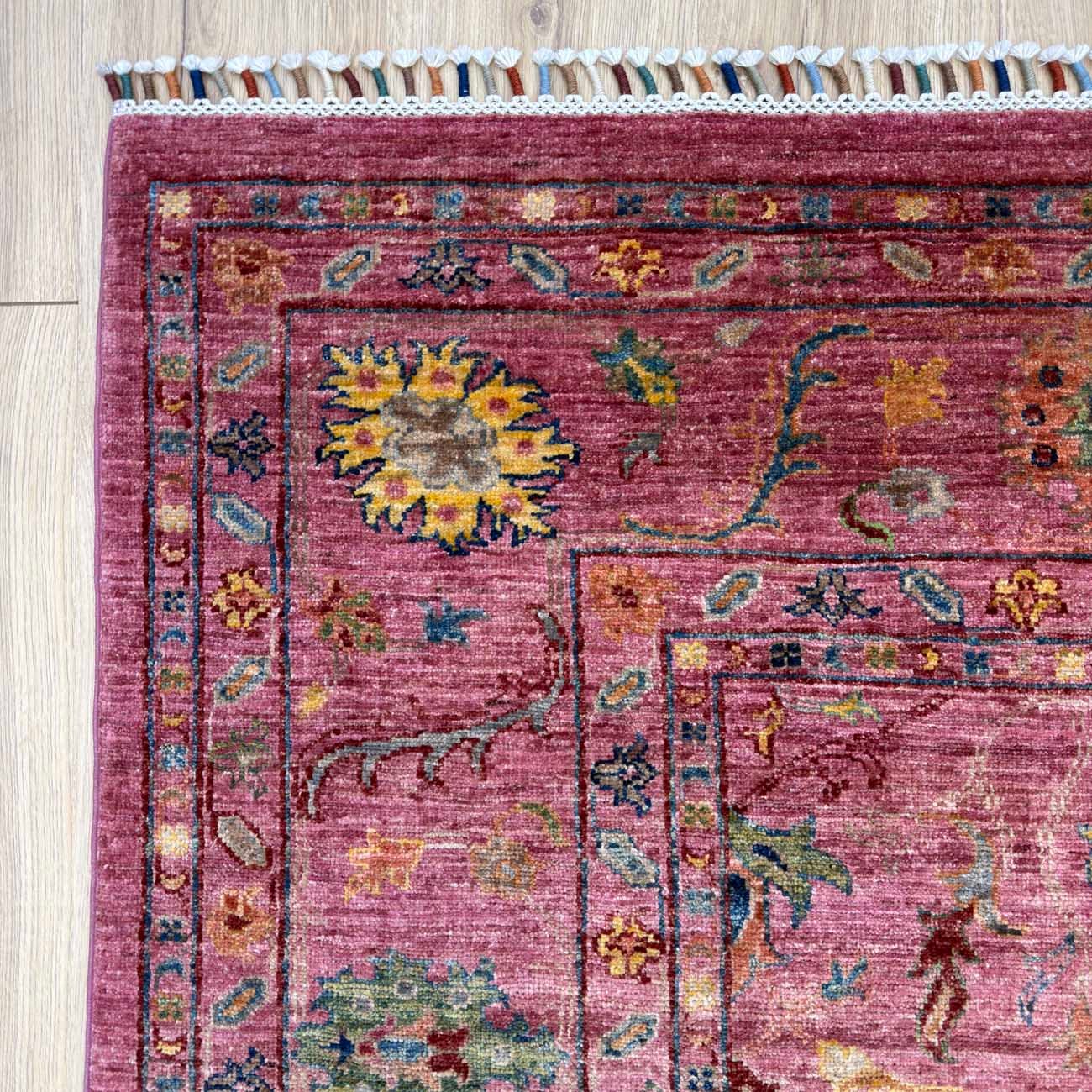 El Dokuma Pembe Bijar İran Tasarım Yün Halı (205x245 cm) - Görsel 3