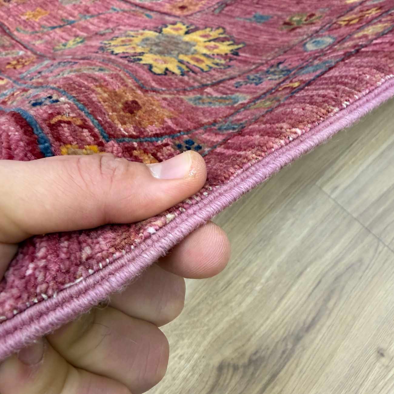El Dokuma Pembe Bijar İran Tasarım Yün Halı (205x245 cm) - Görsel 10