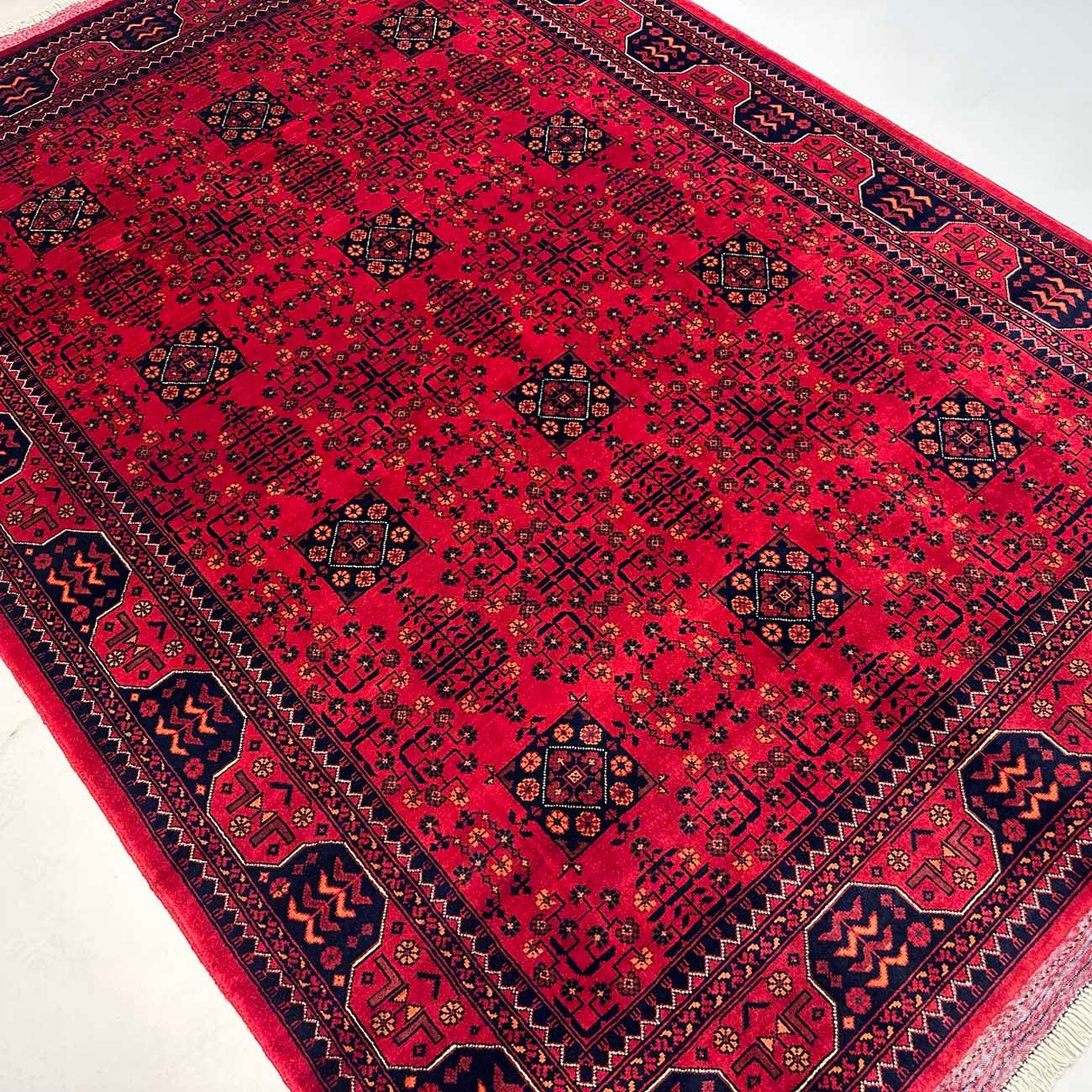 El Dokuma Kırmızı Türkmen Yün Halı (175x240 cm) - Görsel 7