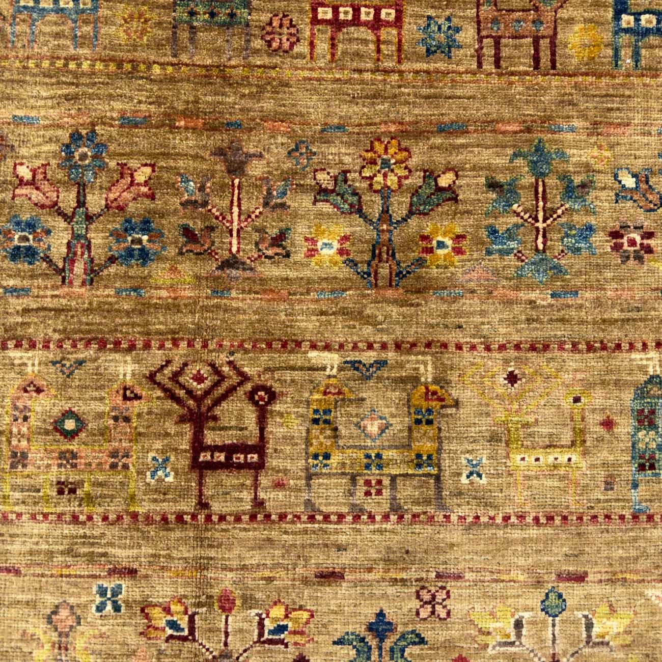 El Dokuma Figürlü Afgan Kabile Yün Halı (165x230 cm) - Görsel 2