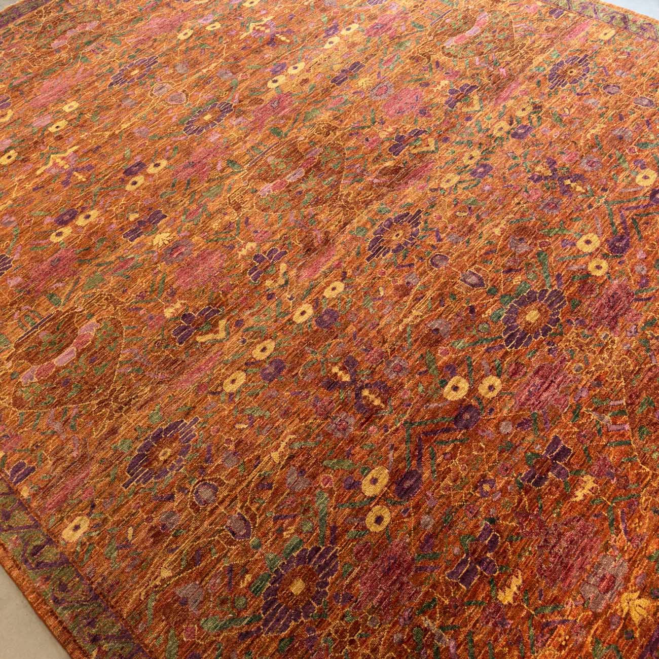 El Dokuma Turuncu Tasarım Uşak Yün Halı (250x300 cm) - Görsel 7