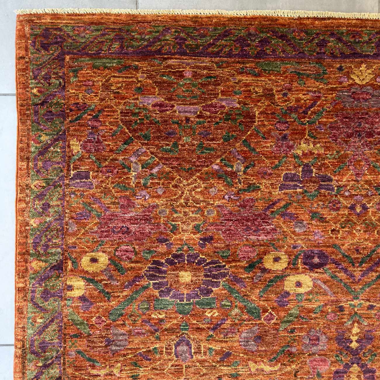 El Dokuma Turuncu Tasarım Uşak Yün Halı (250x300 cm) - Görsel 8