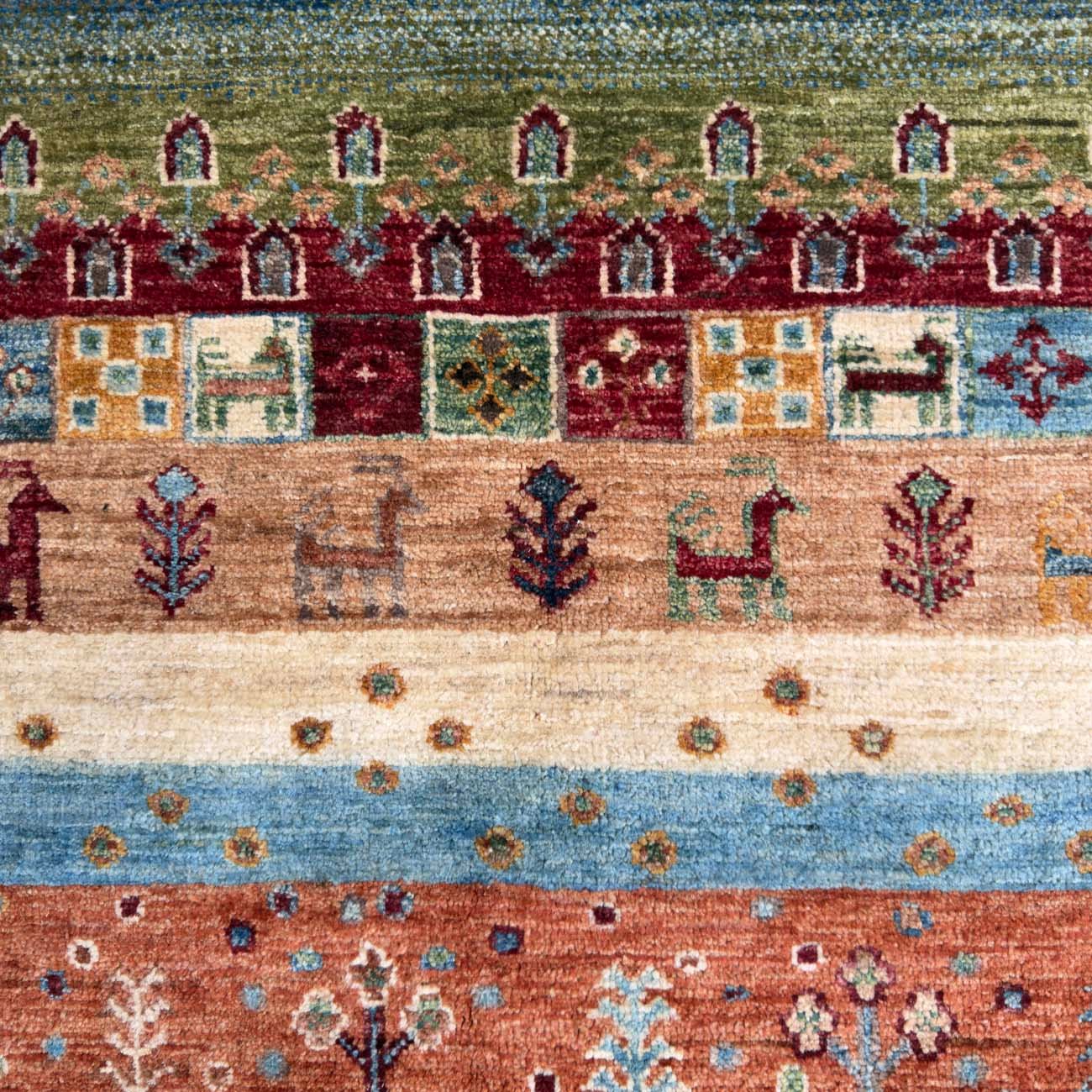 El Dokuma Figürlü Kabile Yün Halı (250x305 cm) - Görsel 2