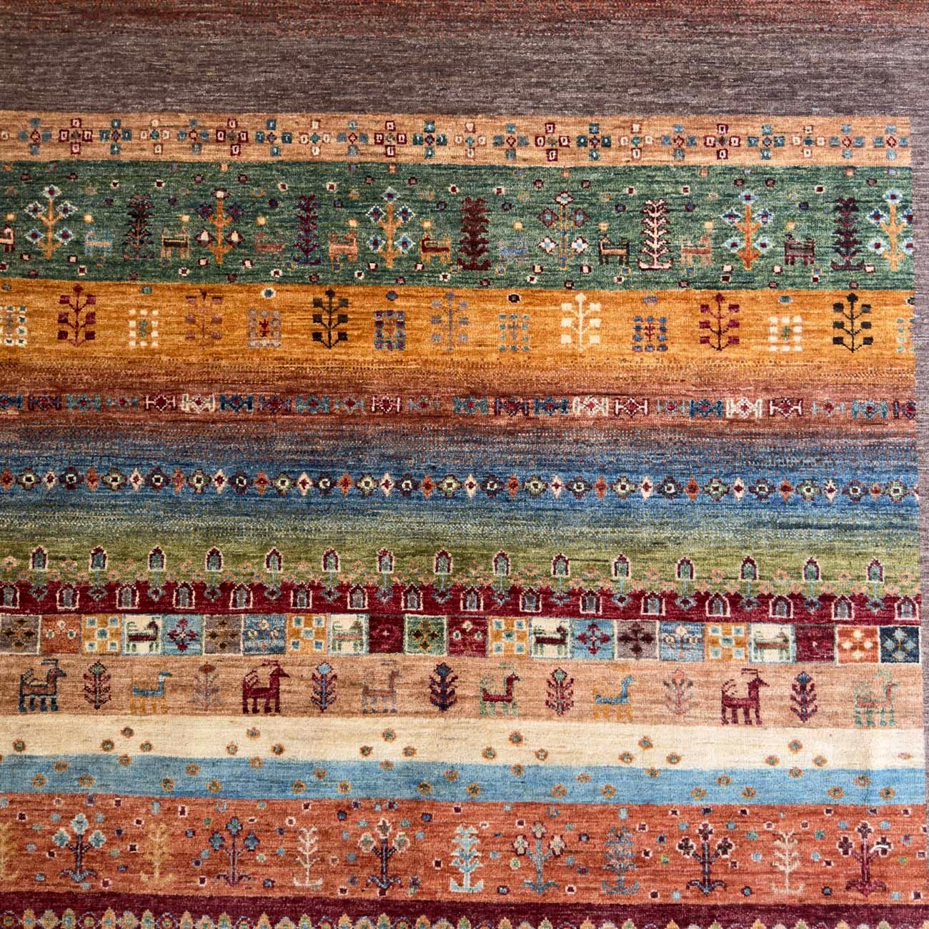 El Dokuma Figürlü Kabile Yün Halı (250x305 cm) - Görsel 3