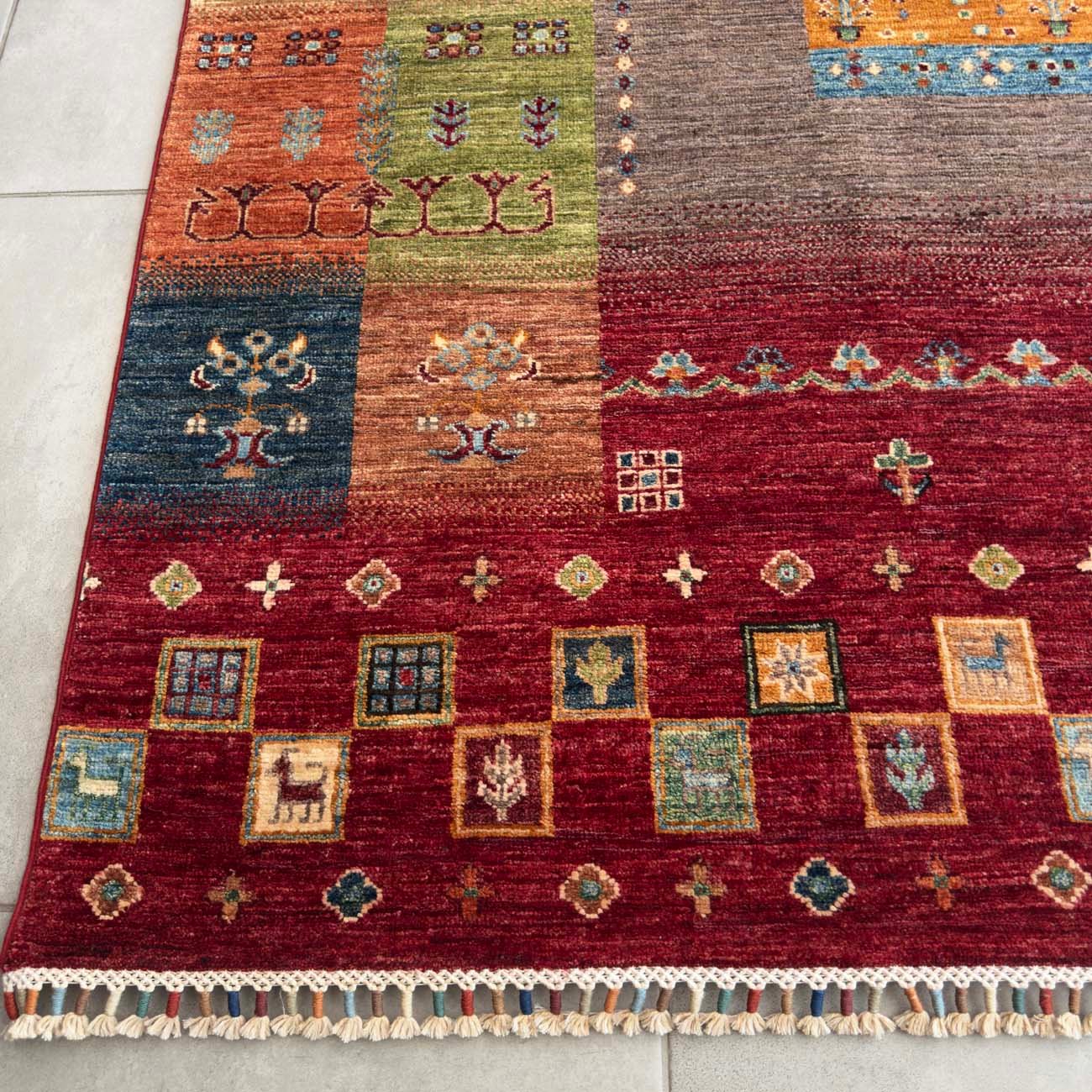 El Dokuma Figürlü Kabile Yün Halı (250x305 cm) - Görsel 9