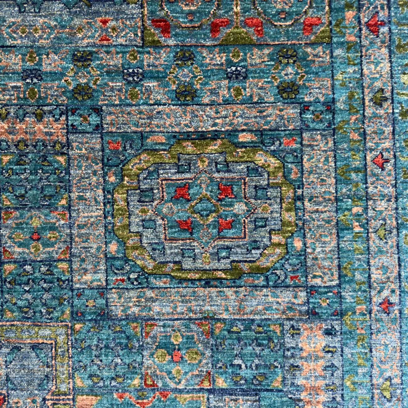 El Dokuma Premium Mavi Memlük Yün Halı (255x300 cm) - Görsel 11