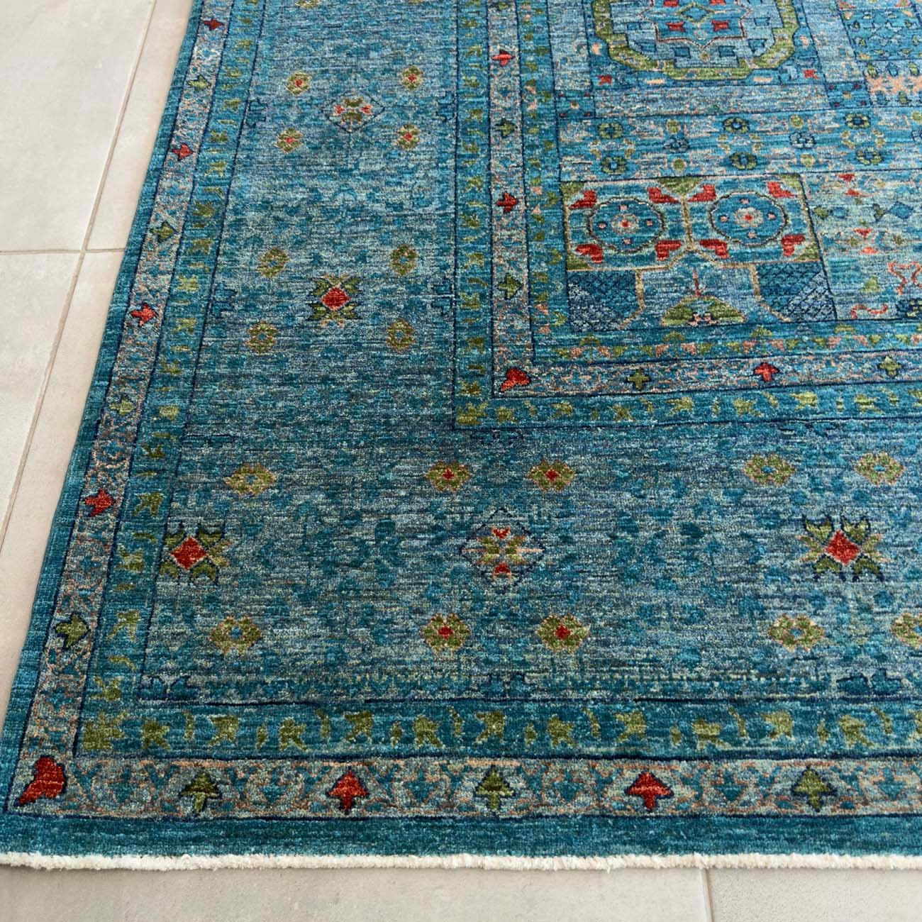 El Dokuma Premium Mavi Memlük Yün Halı (255x300 cm) - Görsel 9