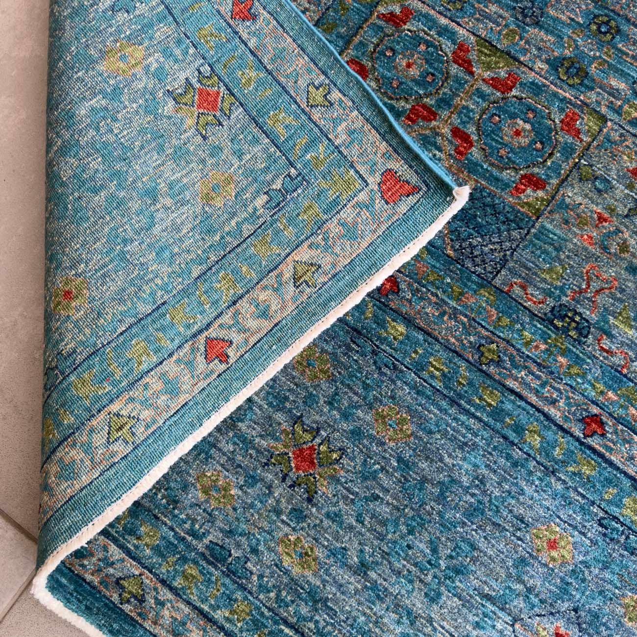 El Dokuma Premium Mavi Memlük Yün Halı (255x300 cm) - Görsel 6