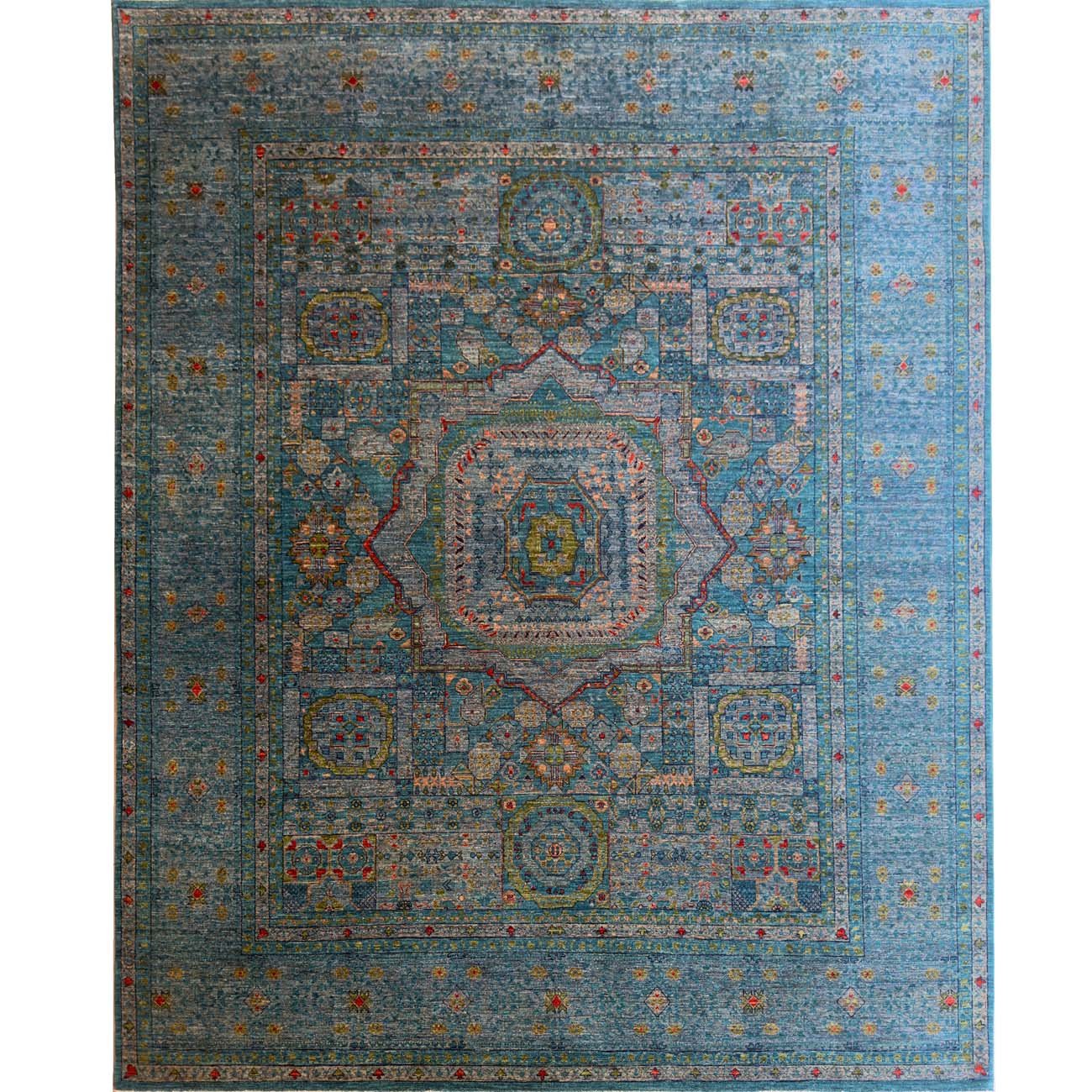 El Dokuma Premium Mavi Memlük Yün Halı (255x300 cm)