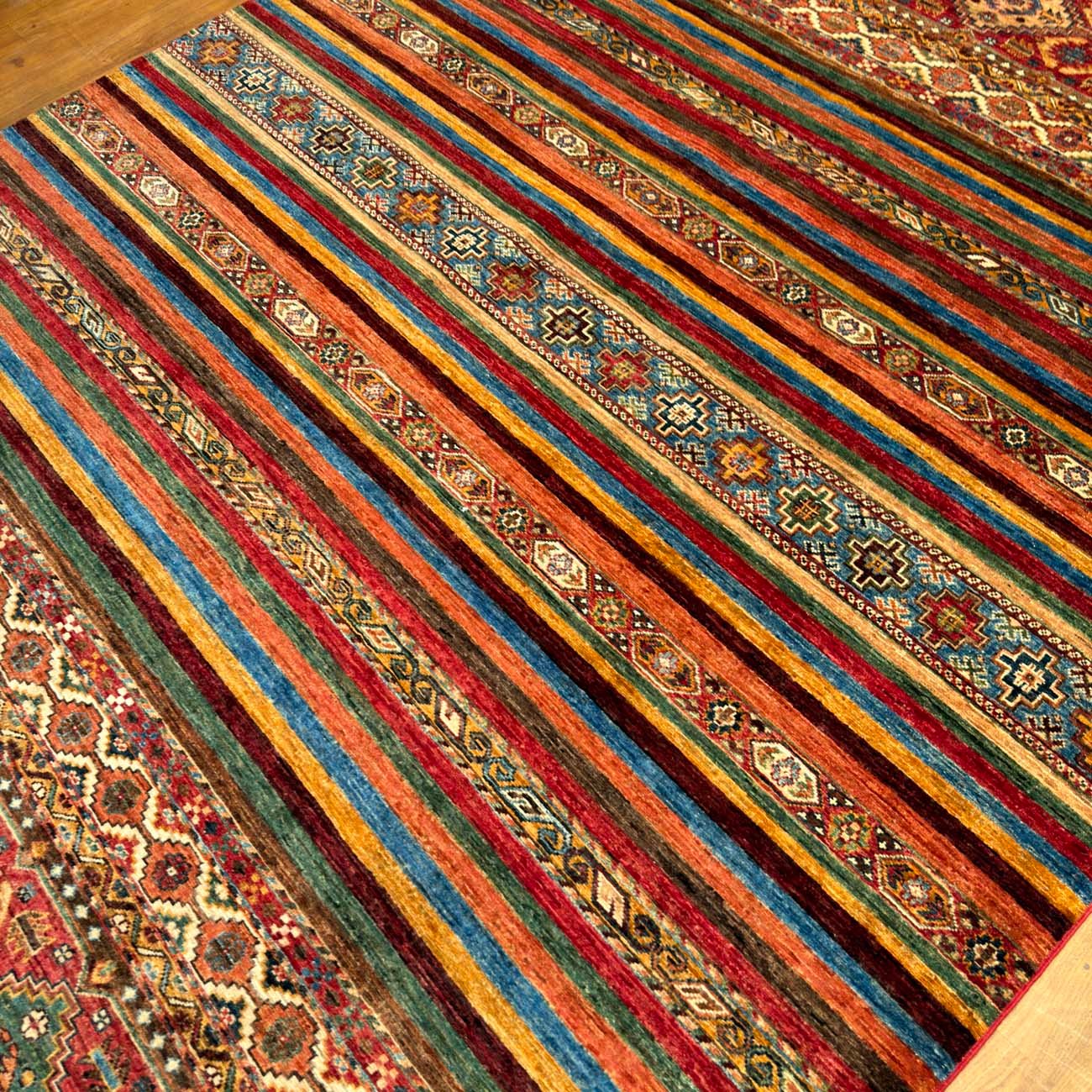 El Dokuma Çizgili Horcin Kabile Yün Halı (210x310 cm) - Görsel 7