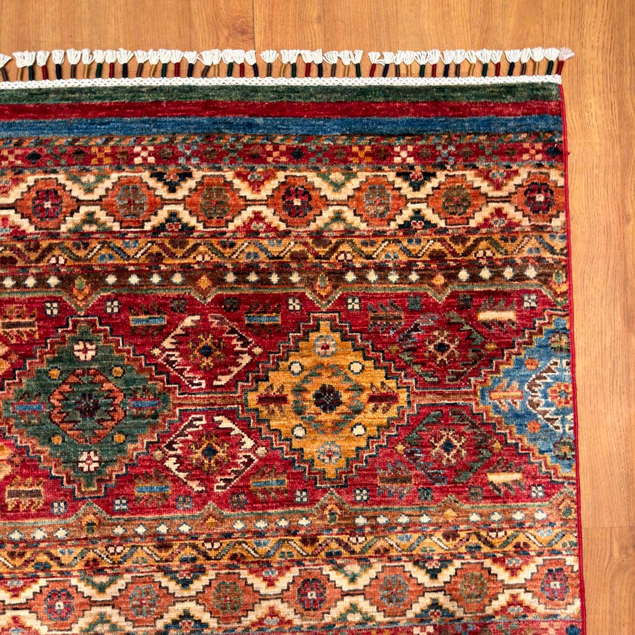El Dokuma Çizgili Horcin Kabile Yün Halı (210x310 cm) - Görsel 8