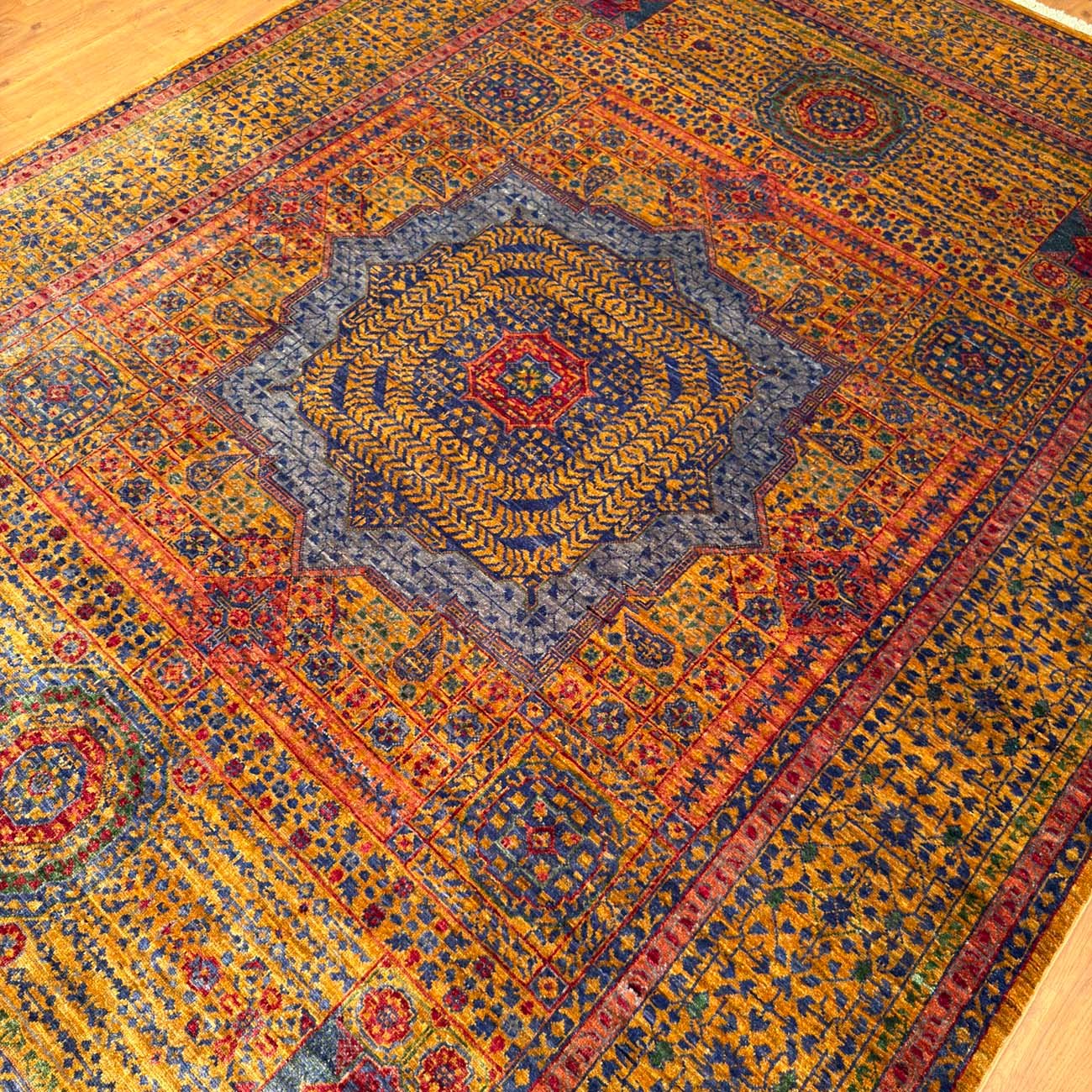 El Dokuma Madalyon Memlük Yün Halı (210x300 cm) - Görsel 7