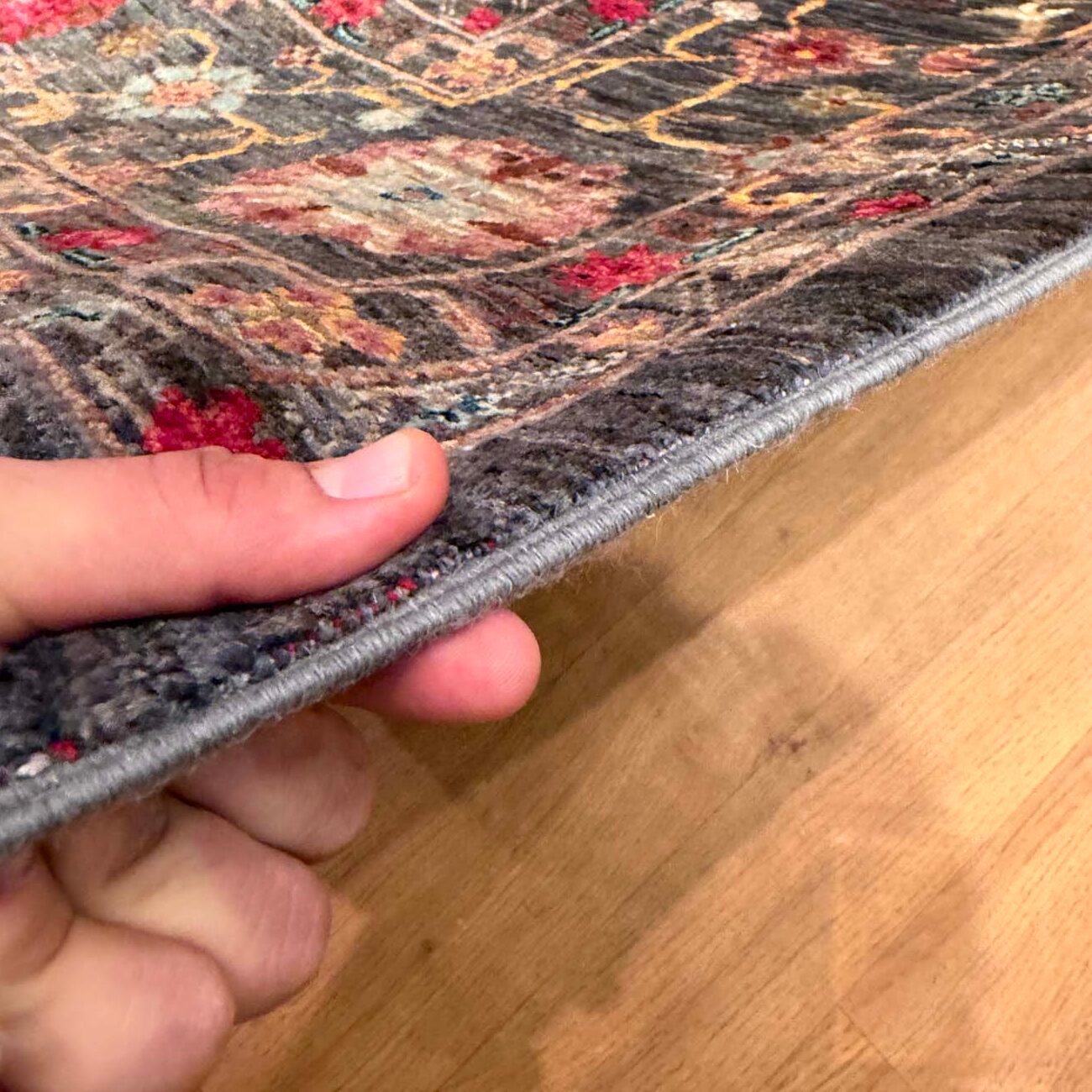 El Dokuma Gri Floral Sultani Yün Halı (215x300 cm) - Görsel 11