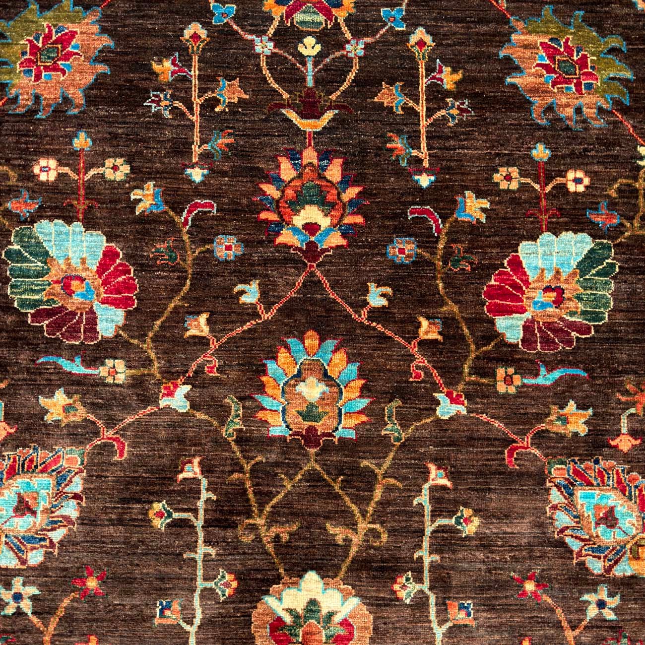 El Dokuma Kahverengi Floral Sultani Yün Halı (210x290 cm) - Görsel 4