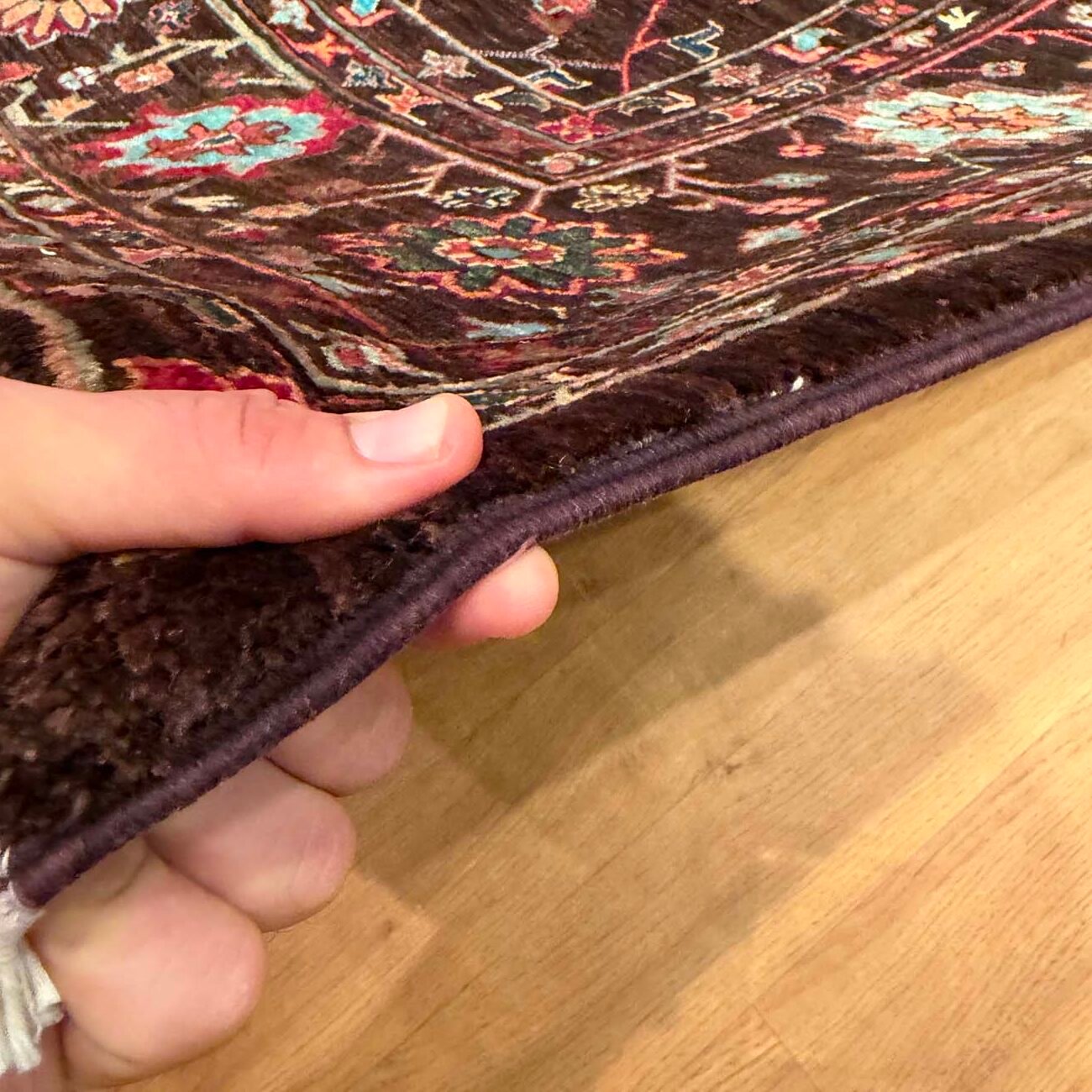 El Dokuma Kahverengi Floral Sultani Yün Halı (210x290 cm) - Görsel 10