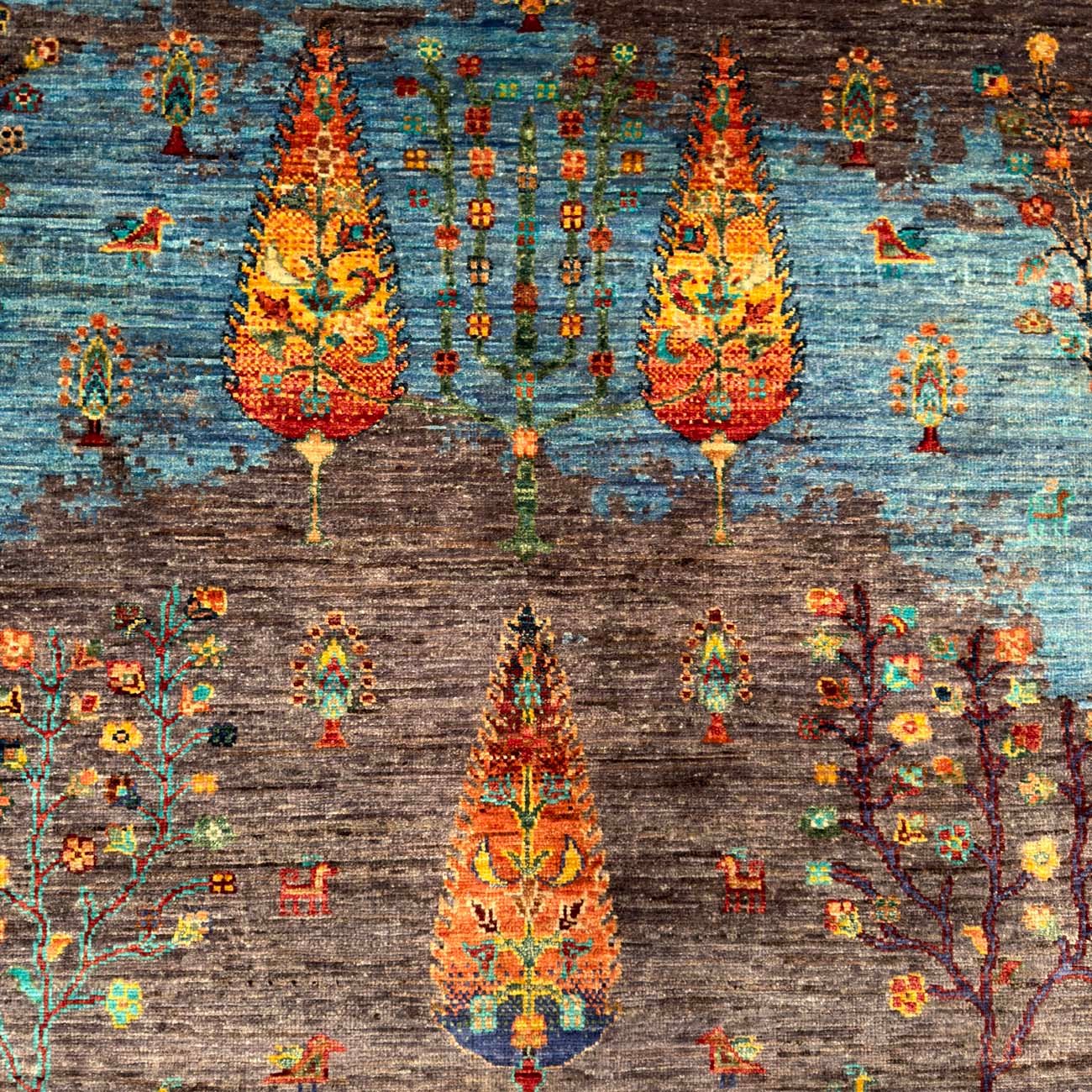 El Dokuma Hayat Ağacı Kabile Yün Halı (180x245 cm) - Görsel 2