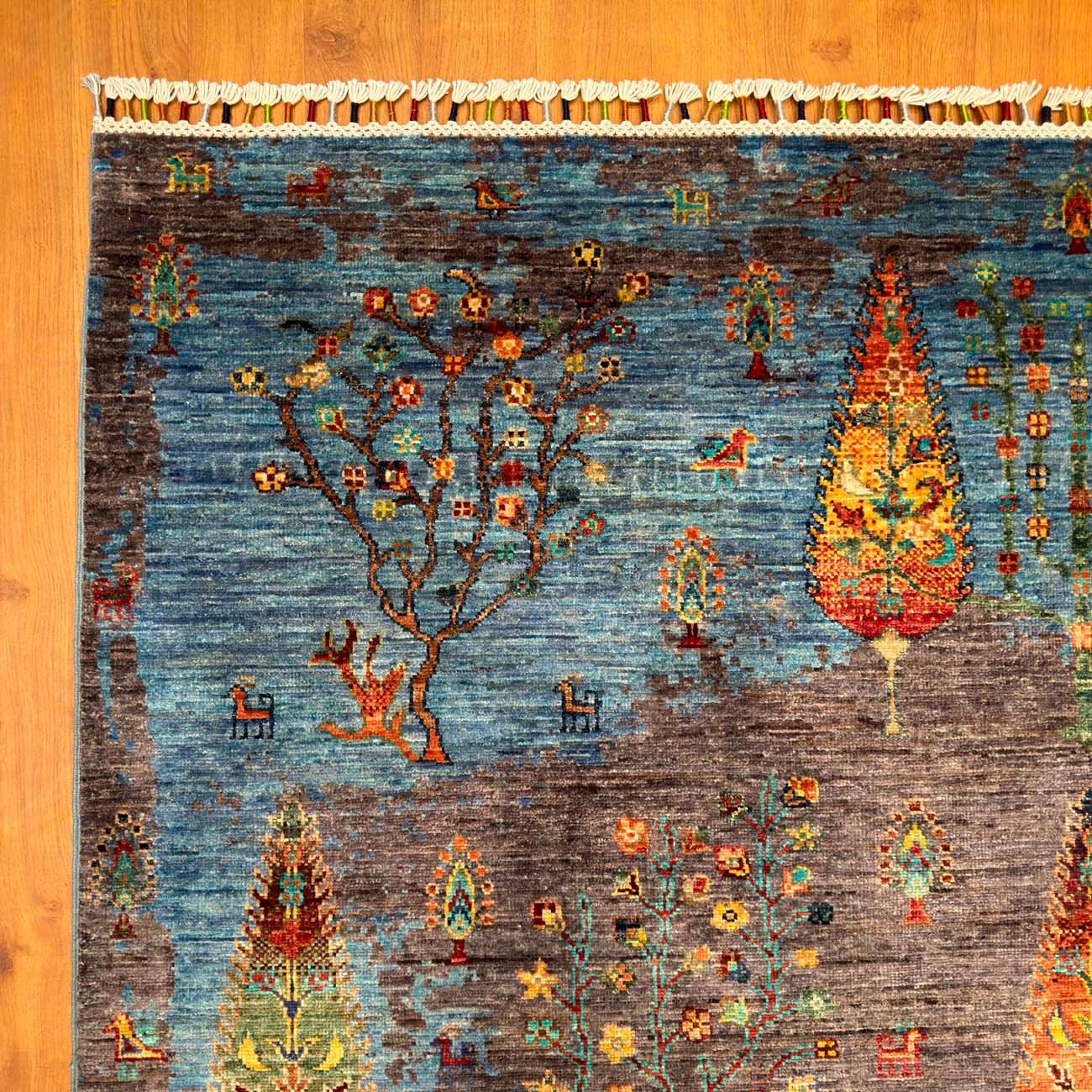 El Dokuma Hayat Ağacı Kabile Yün Halı (180x245 cm) - Görsel 3