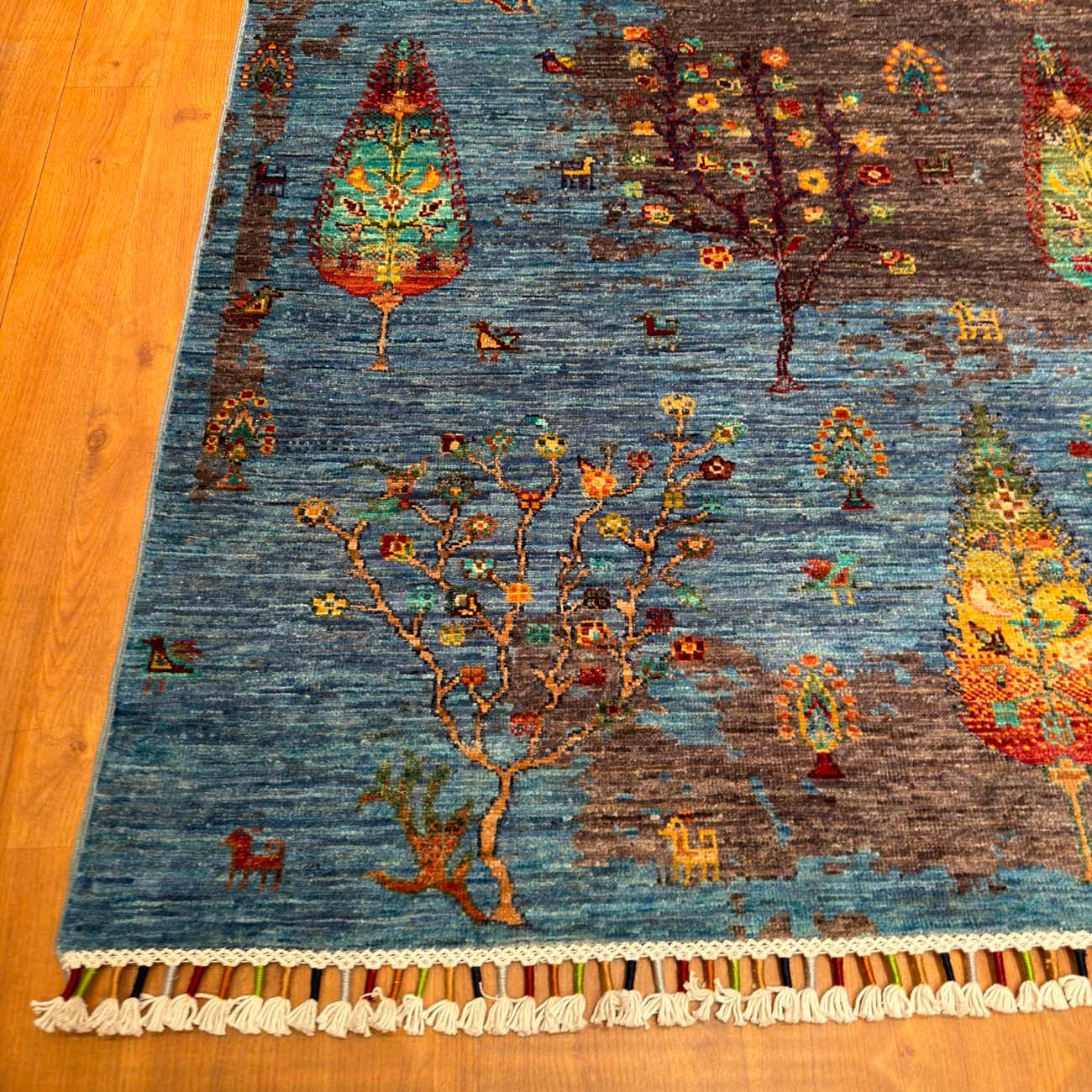 El Dokuma Hayat Ağacı Kabile Yün Halı (180x245 cm) - Görsel 8