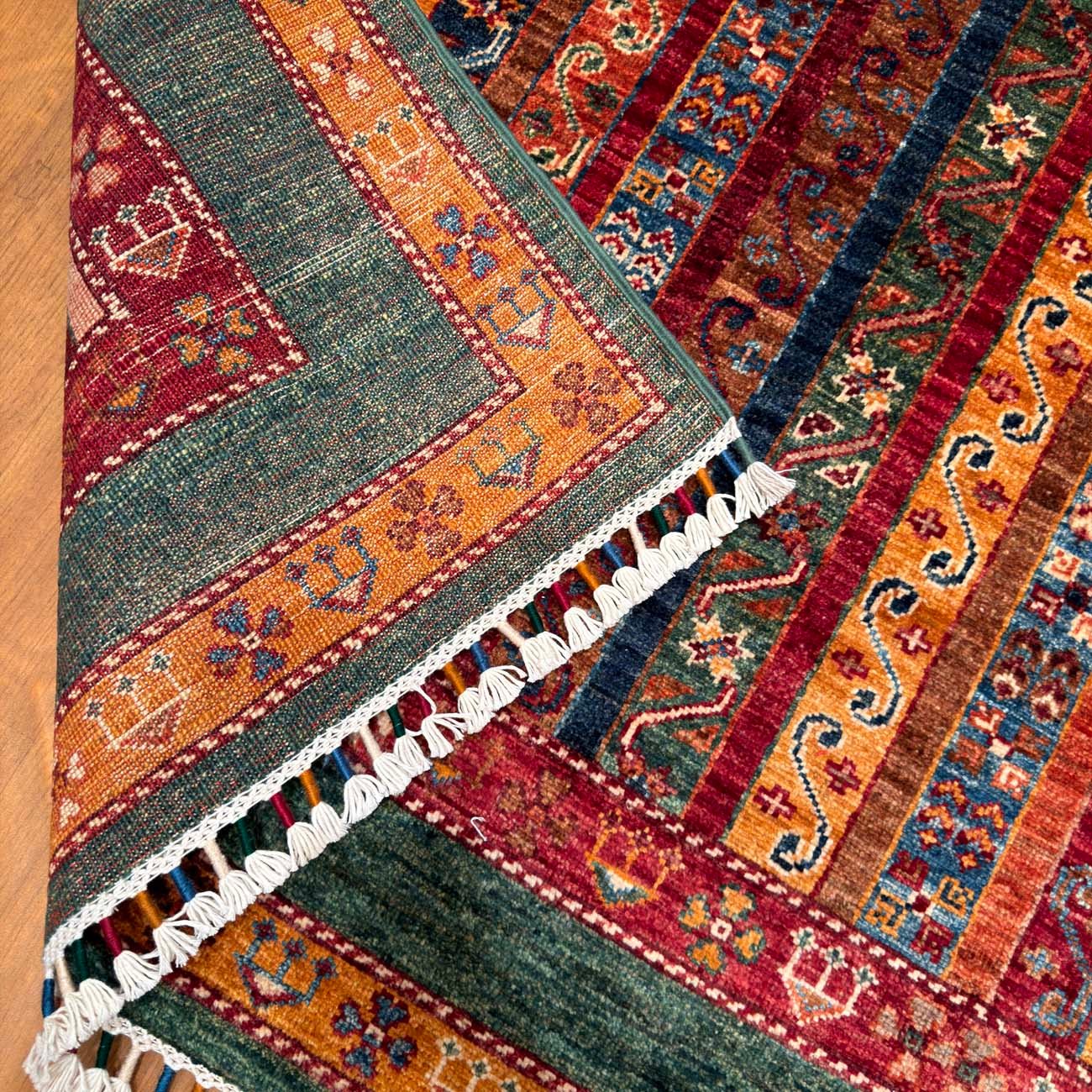 El Dokuma Şal Kabile Yün Halı (170x245 cm) - Görsel 5