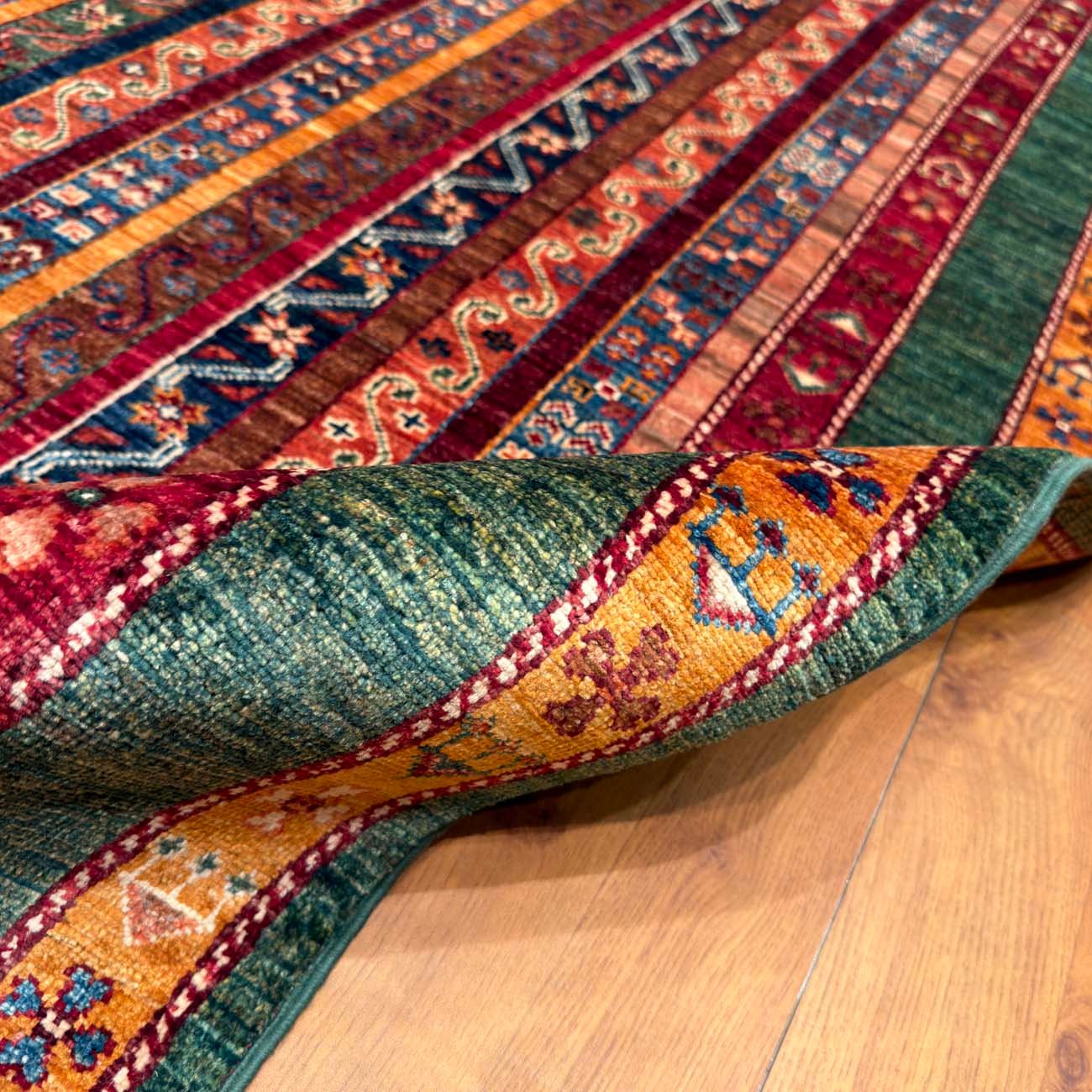 El Dokuma Şal Kabile Yün Halı (170x245 cm) - Görsel 4