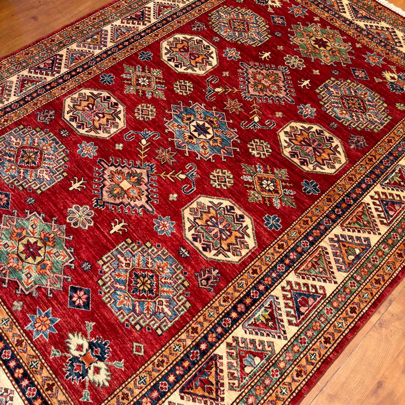 El Dokuma Kırmızı Kazak Yün Halı (170x235 cm) - Görsel 7