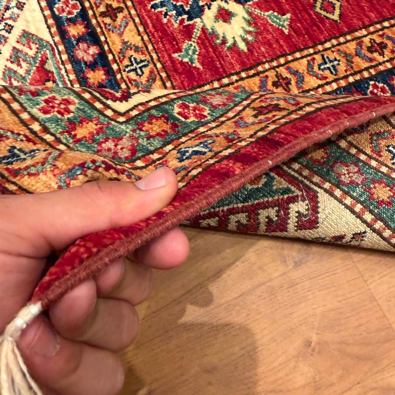 El Dokuma Kırmızı Kazak Yün Halı (170x235 cm) - Görsel 10