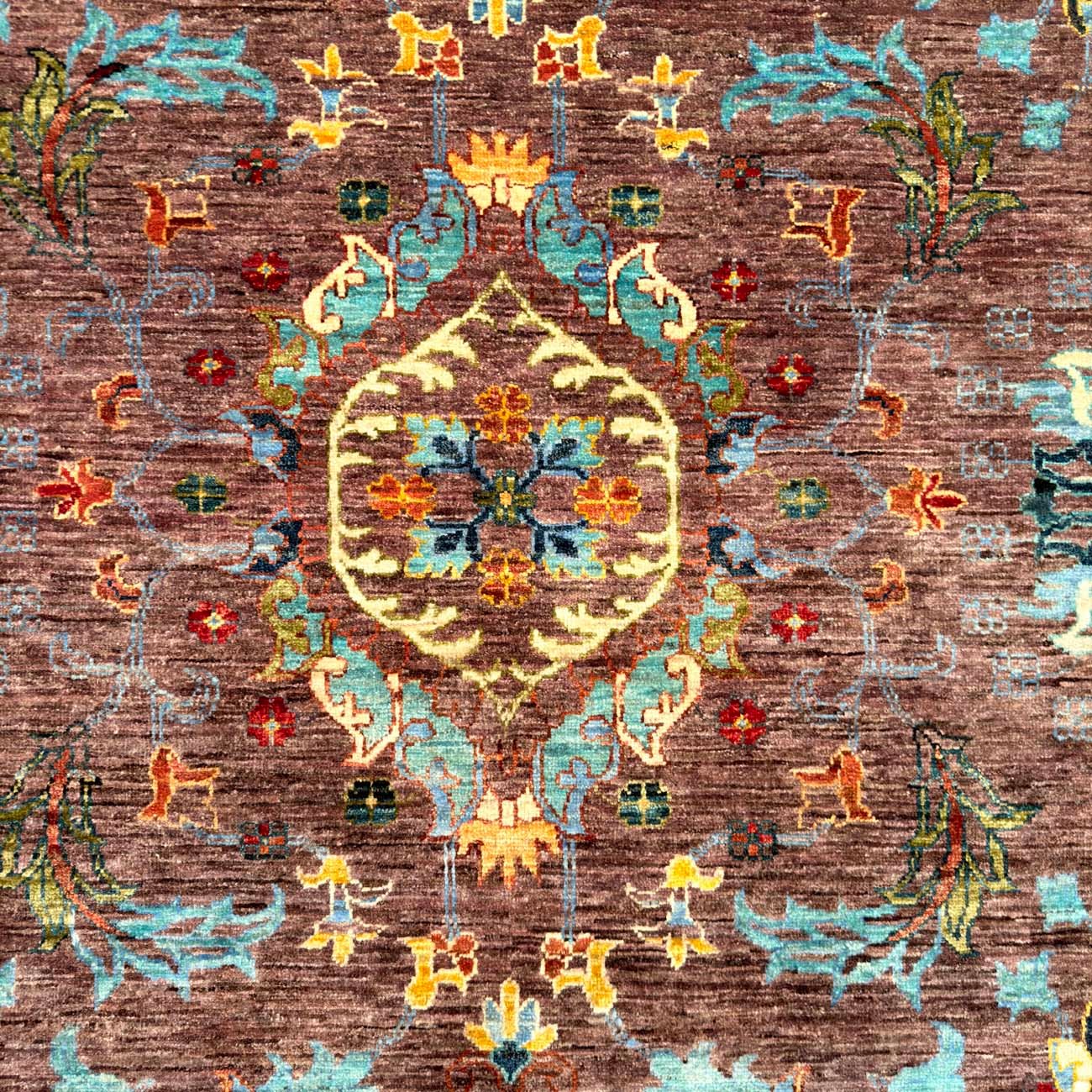 El Dokuma Kahverengi Floral Sultani Yün Halı (175x250 cm) - Görsel 5