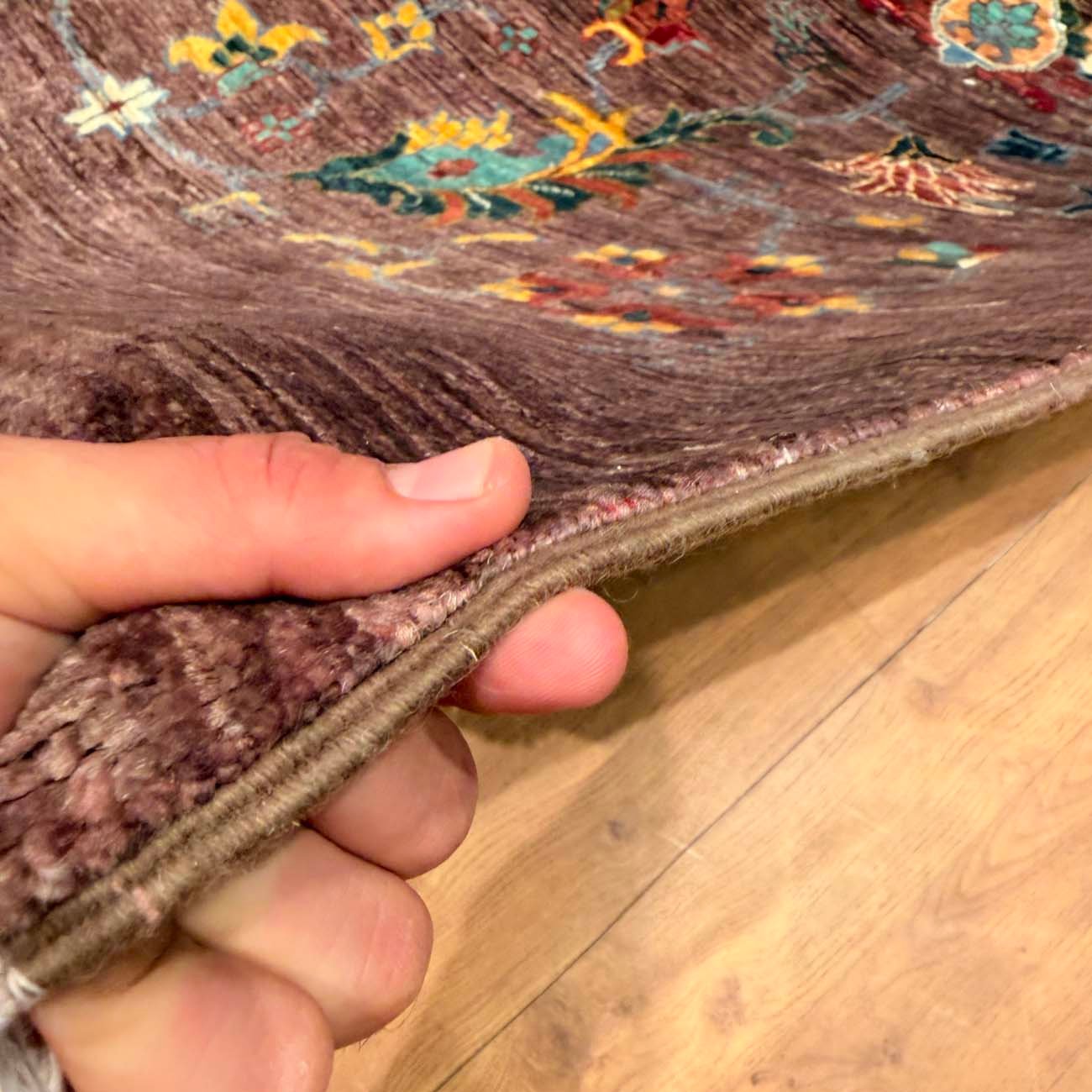 El Dokuma Kahverengi Floral Sultani Yün Halı (175x250 cm) - Görsel 10
