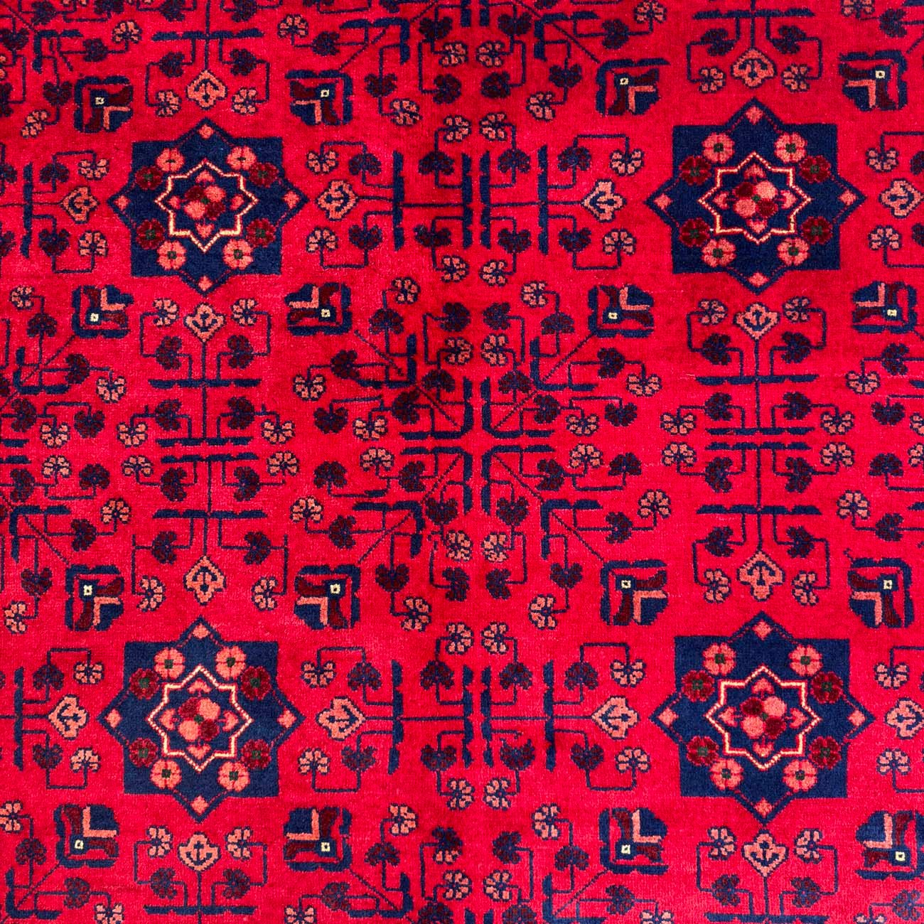 El Dokuma Yıldız Desenli Afgan Yün Halı (260x350 cm) - Görsel 2