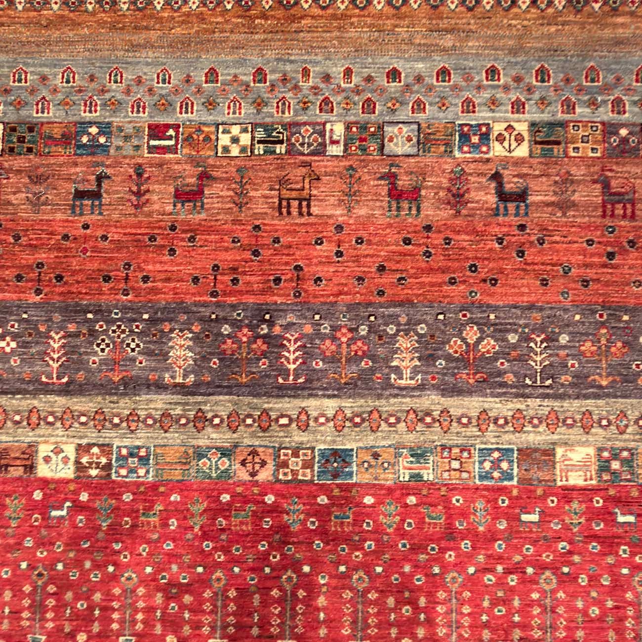 El Dokuma Figürlü Kabile Yün Halı (315x400 cm) - Görsel 3
