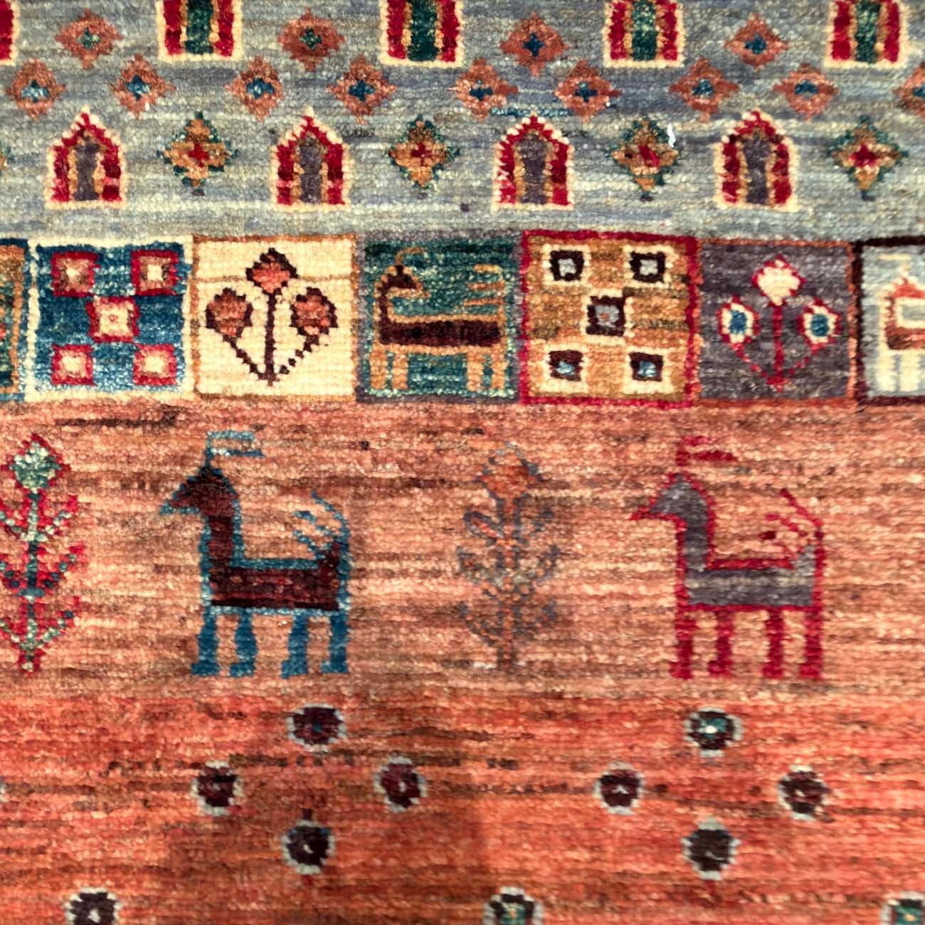 El Dokuma Figürlü Kabile Yün Halı (315x400 cm) - Görsel 2