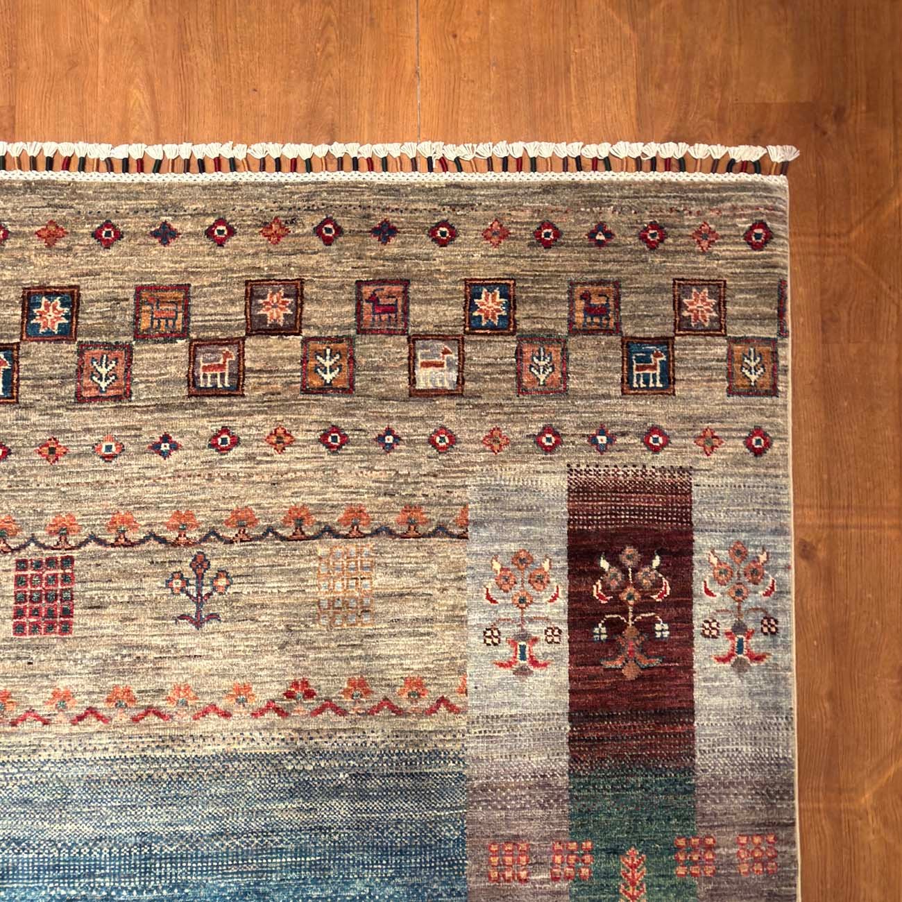 El Dokuma Figürlü Kabile Yün Halı (315x400 cm) - Görsel 10