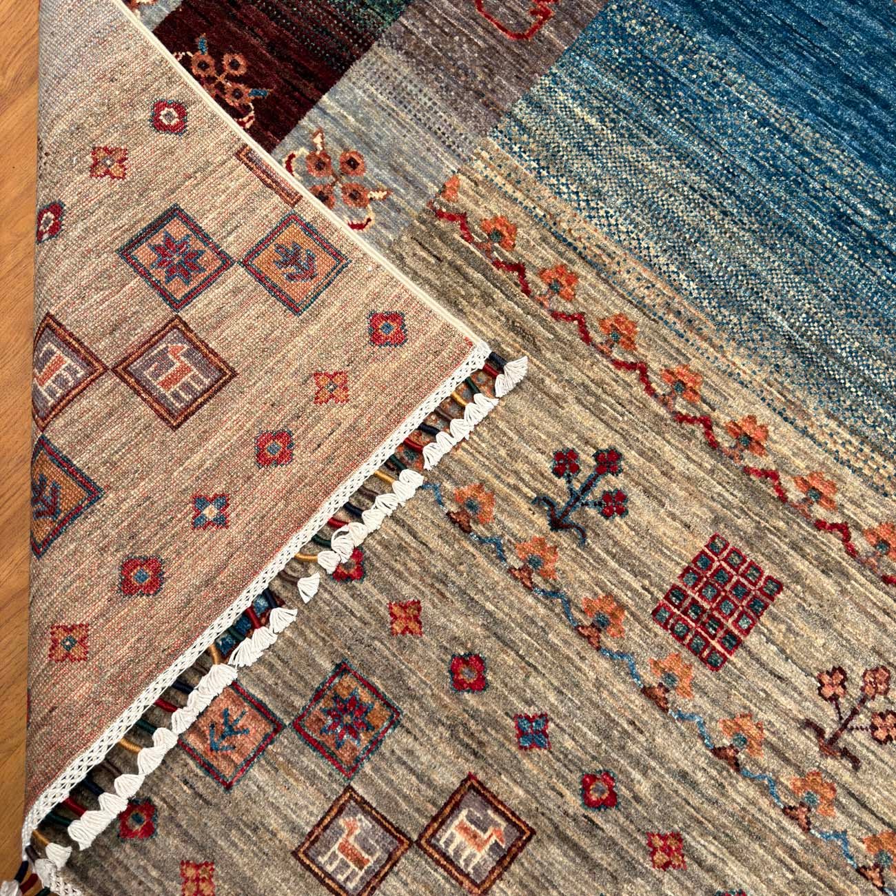 El Dokuma Figürlü Kabile Yün Halı (315x400 cm) - Görsel 7