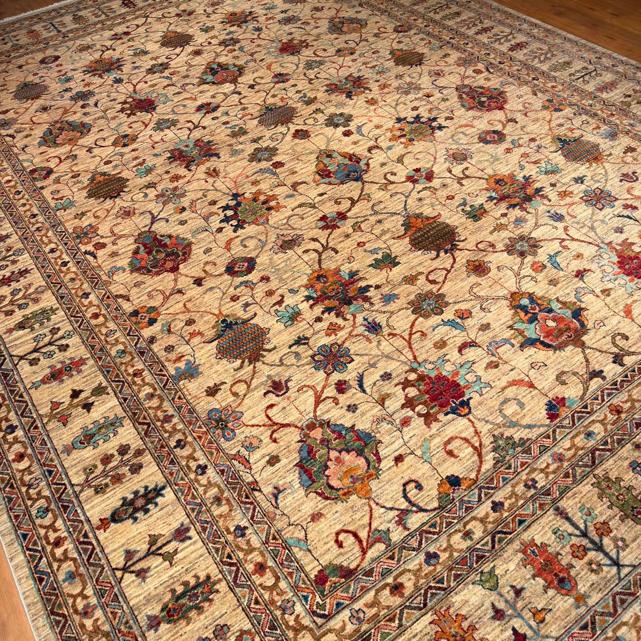 El Dokuma Bej Sultani Yün Halı (300x410 cm) - Görsel 5