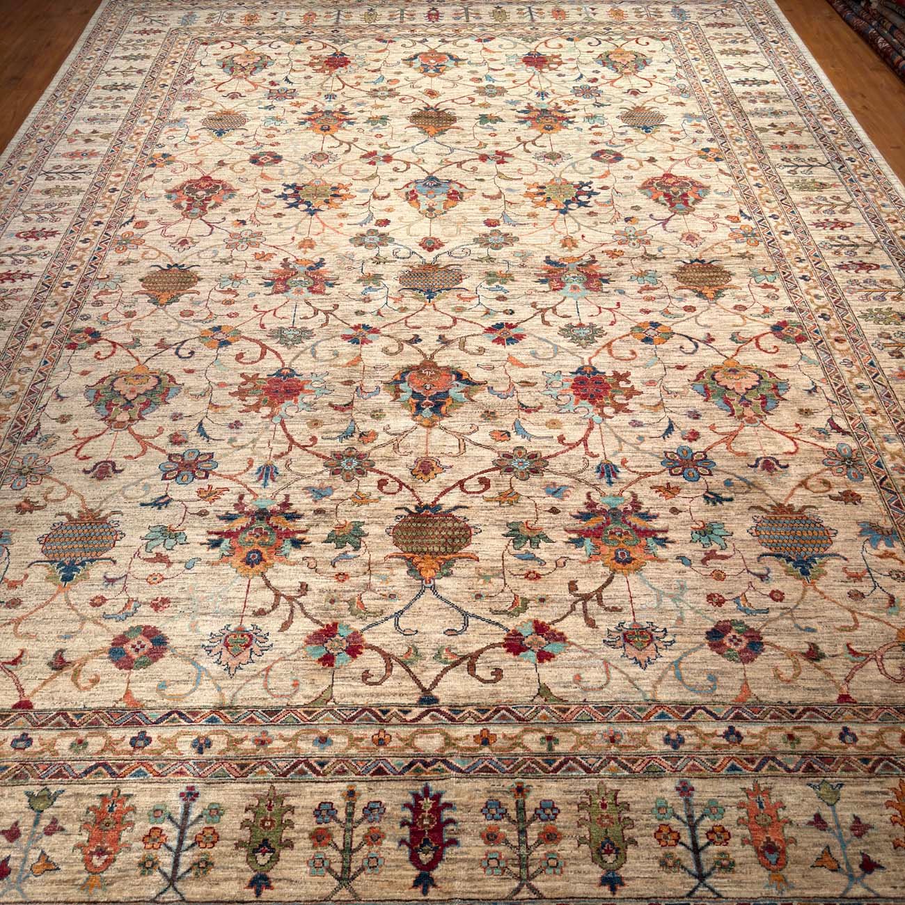 El Dokuma Bej Sultani Yün Halı (300x410 cm) - Görsel 9