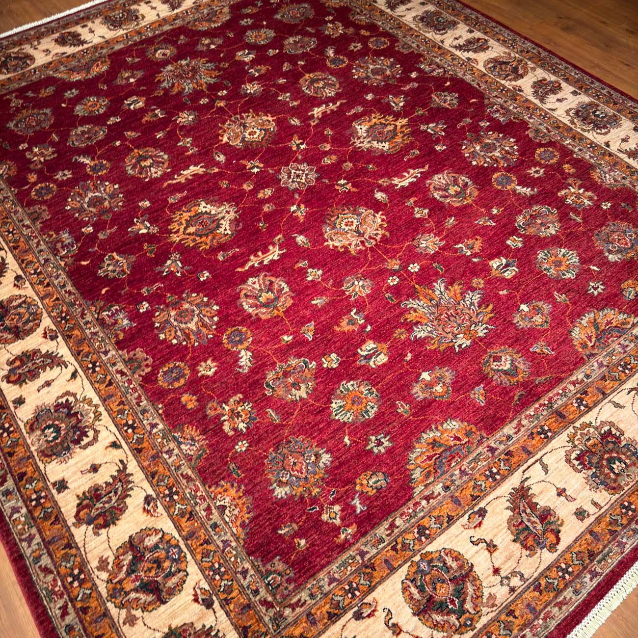 El Dokuma Kırmızı Uşak Yün Halı (255x310 cm) - Görsel 5