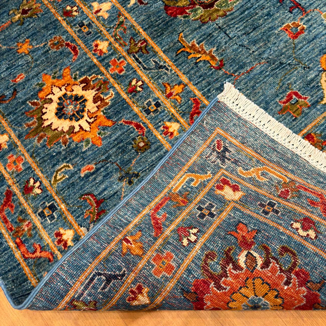 El Dokuma Mavi Sultani Yün Halı (275x370 cm) - Görsel 7
