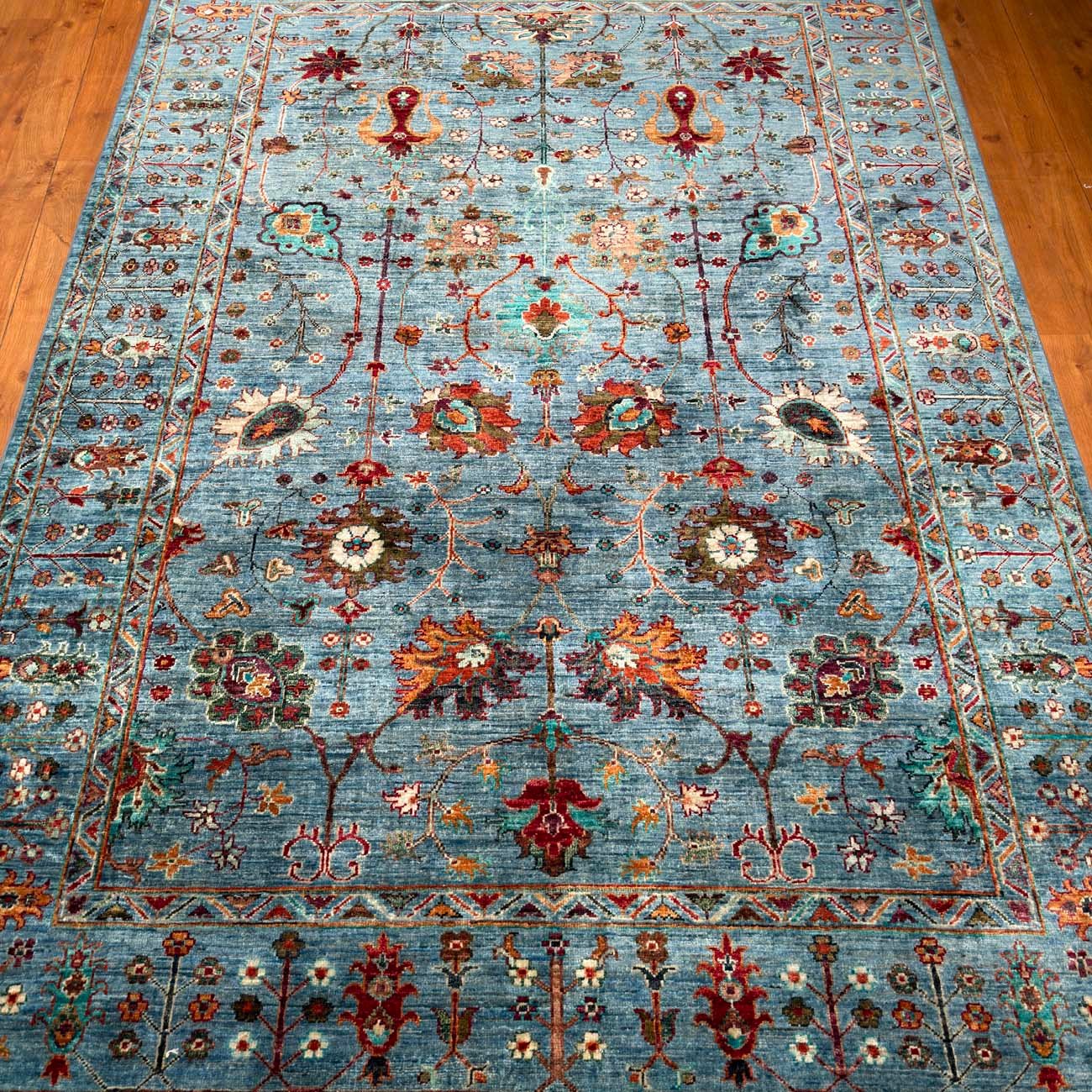 El Dokuma Mavi Sultani Yün Halı (175x245 cm) - Görsel 8