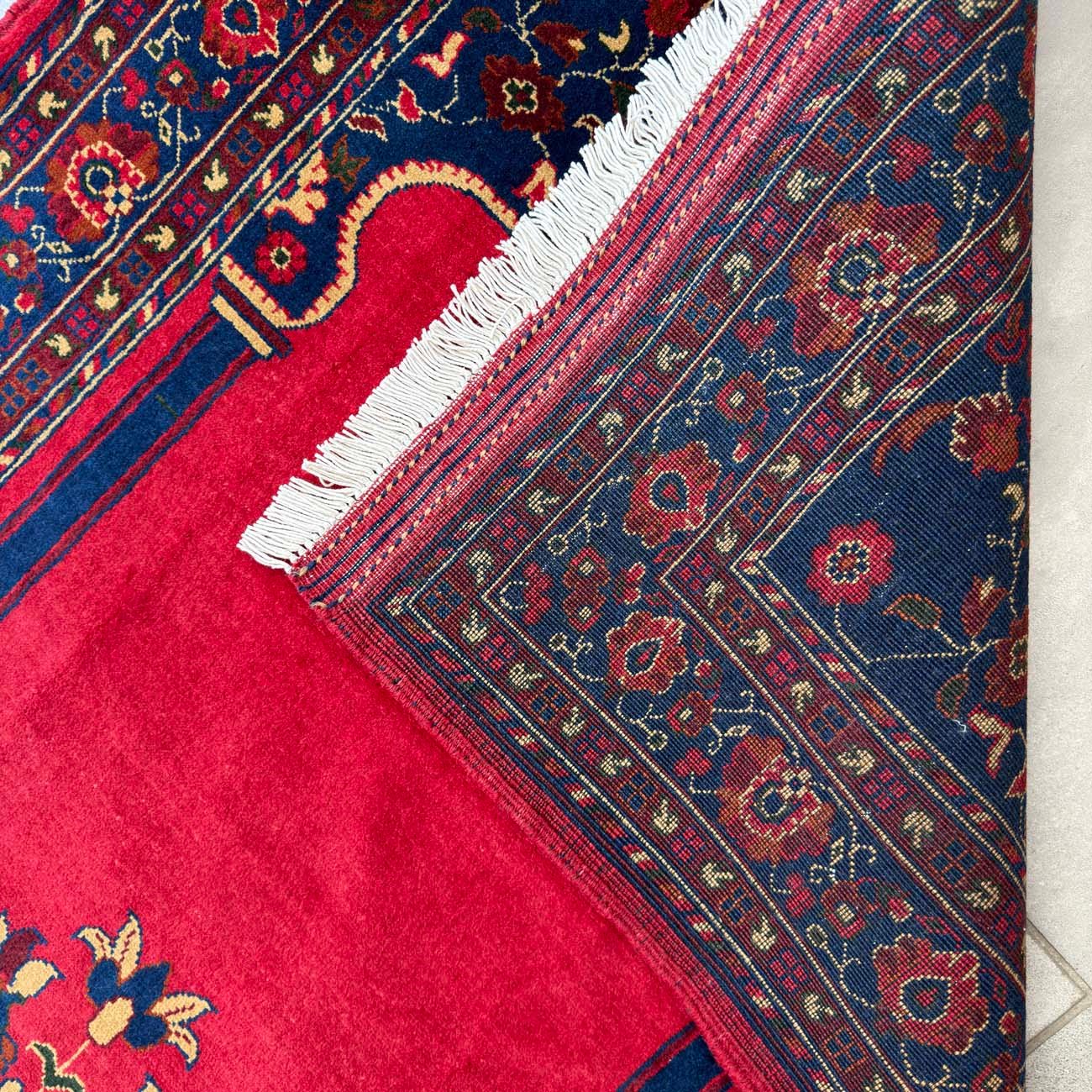 El Dokuma Kırmızı Afgan Bilicik Seccade Yün Halı (90x125 cm) - Görsel 5