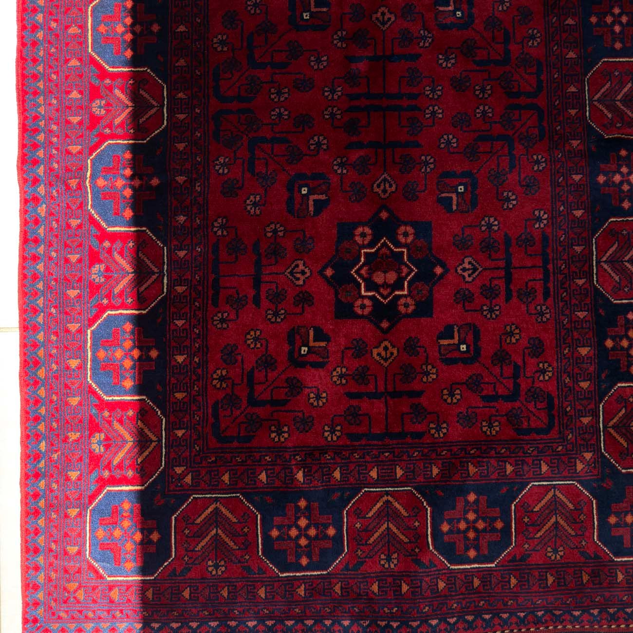 El Dokuma Kırmızı Afgan Yün Halı (100x150 cm) - Görsel 2