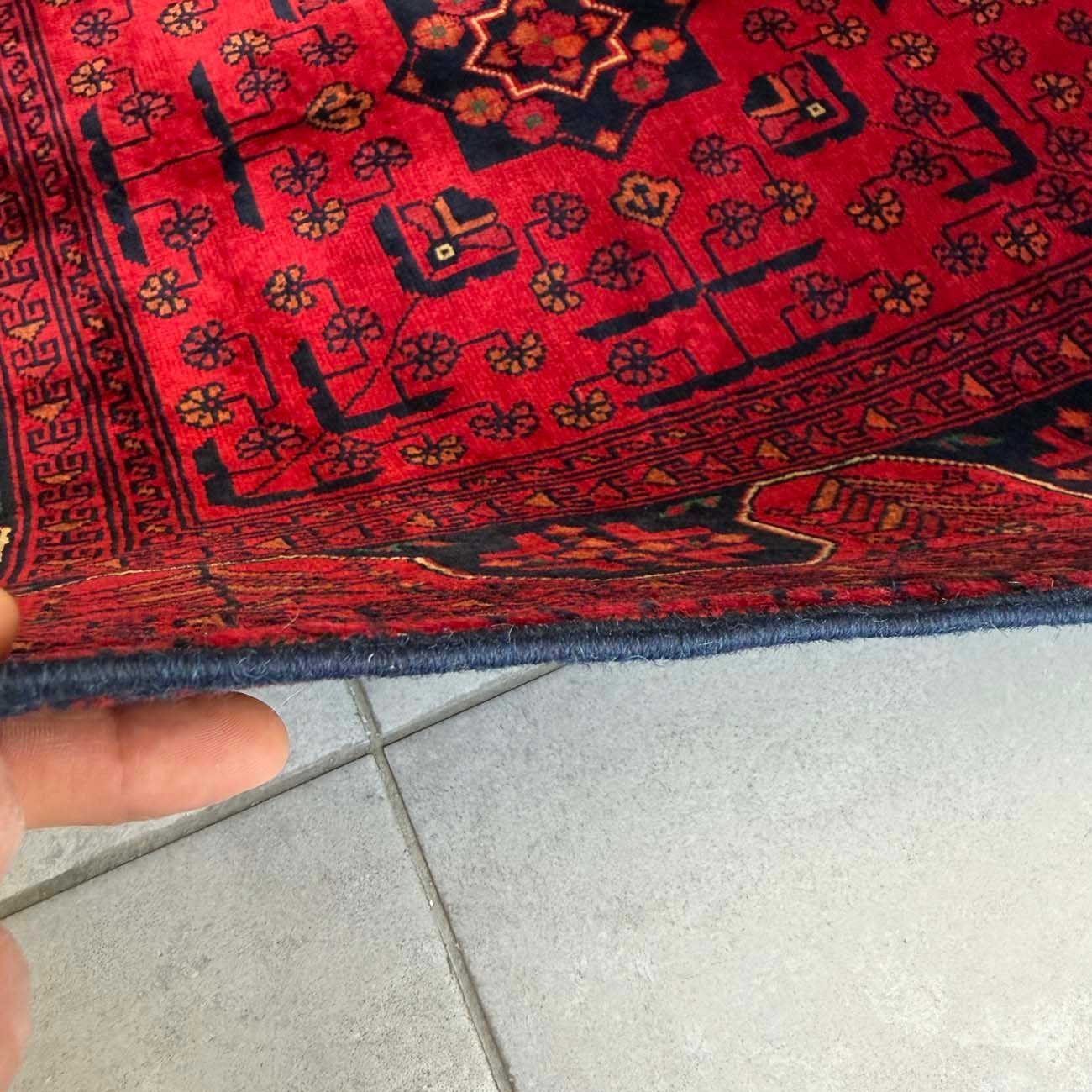 El Dokuma Kırmızı Afgan Yün Halı (100x145 cm) - Görsel 8