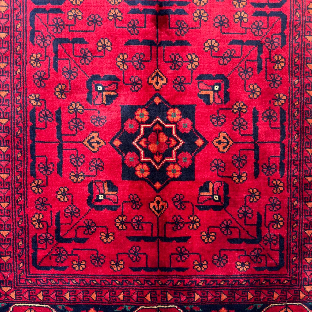 El Dokuma Kırmızı Afgan Yün Halı (100x145 cm) - Görsel 2