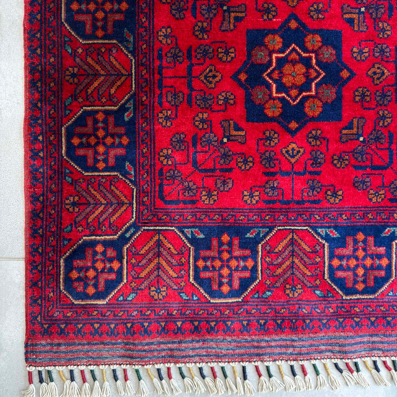 El Dokuma Kırmızı Afgan Yün Halı (80x120 cm) - Görsel 2