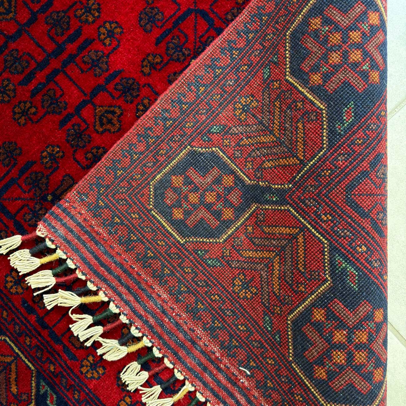 El Dokuma Kırmızı Afgan Yün Halı (80x120 cm) - Görsel 5