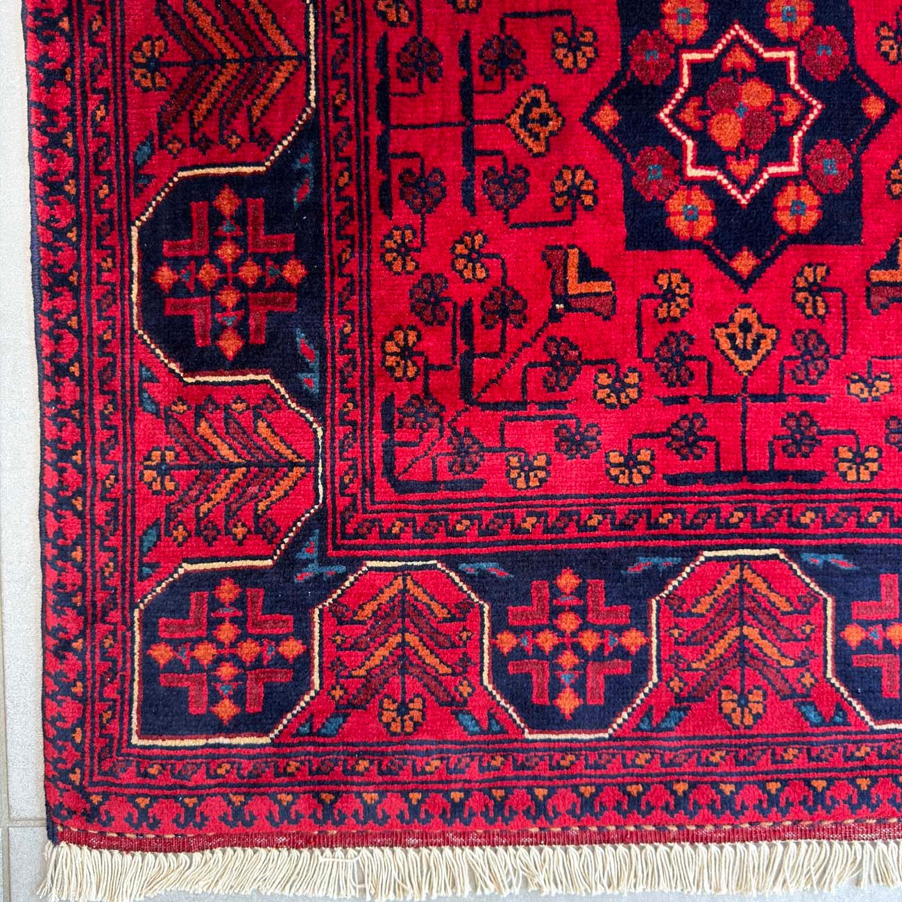 El Dokuma Kırmızı Afgan Yün Halı (80x120 cm) - Görsel 4