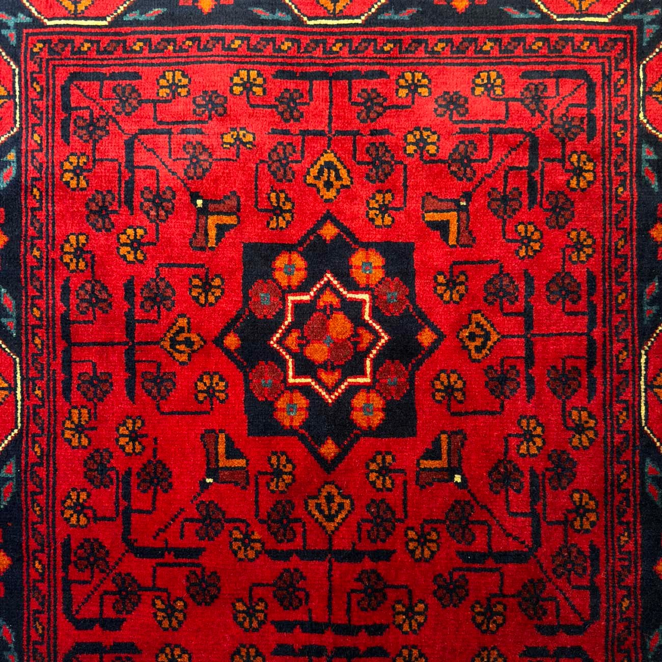 El Dokuma Kırmızı Afgan Yün Halı (80x120 cm) - Görsel 2